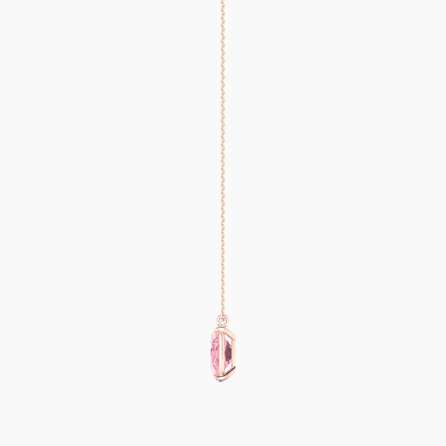 Hanging Solitaire | 18k Rose Gold 3 ct Pink Lab Diamond Cushion Cut Pendant