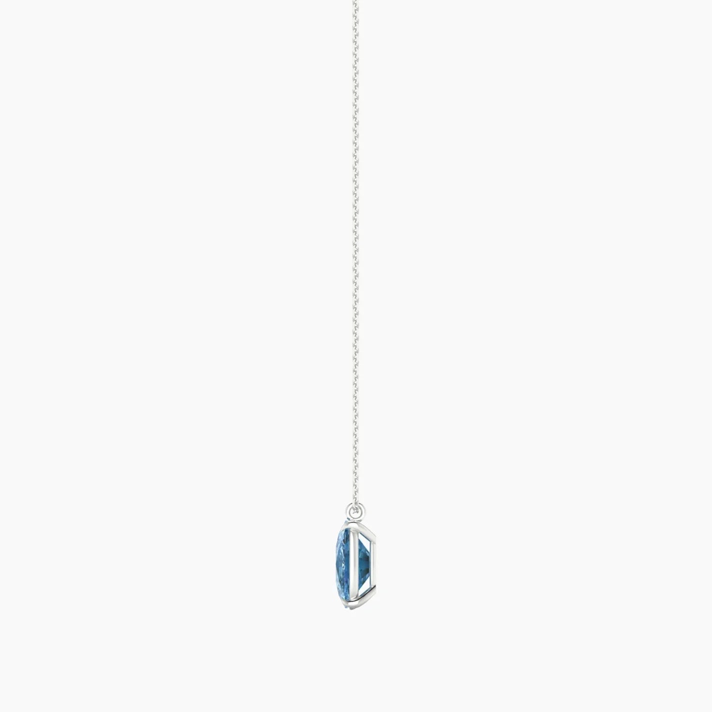 Hanging Solitaire | 18k White Gold 3 ct Blue Lab Diamond Cushion Cut Pendant