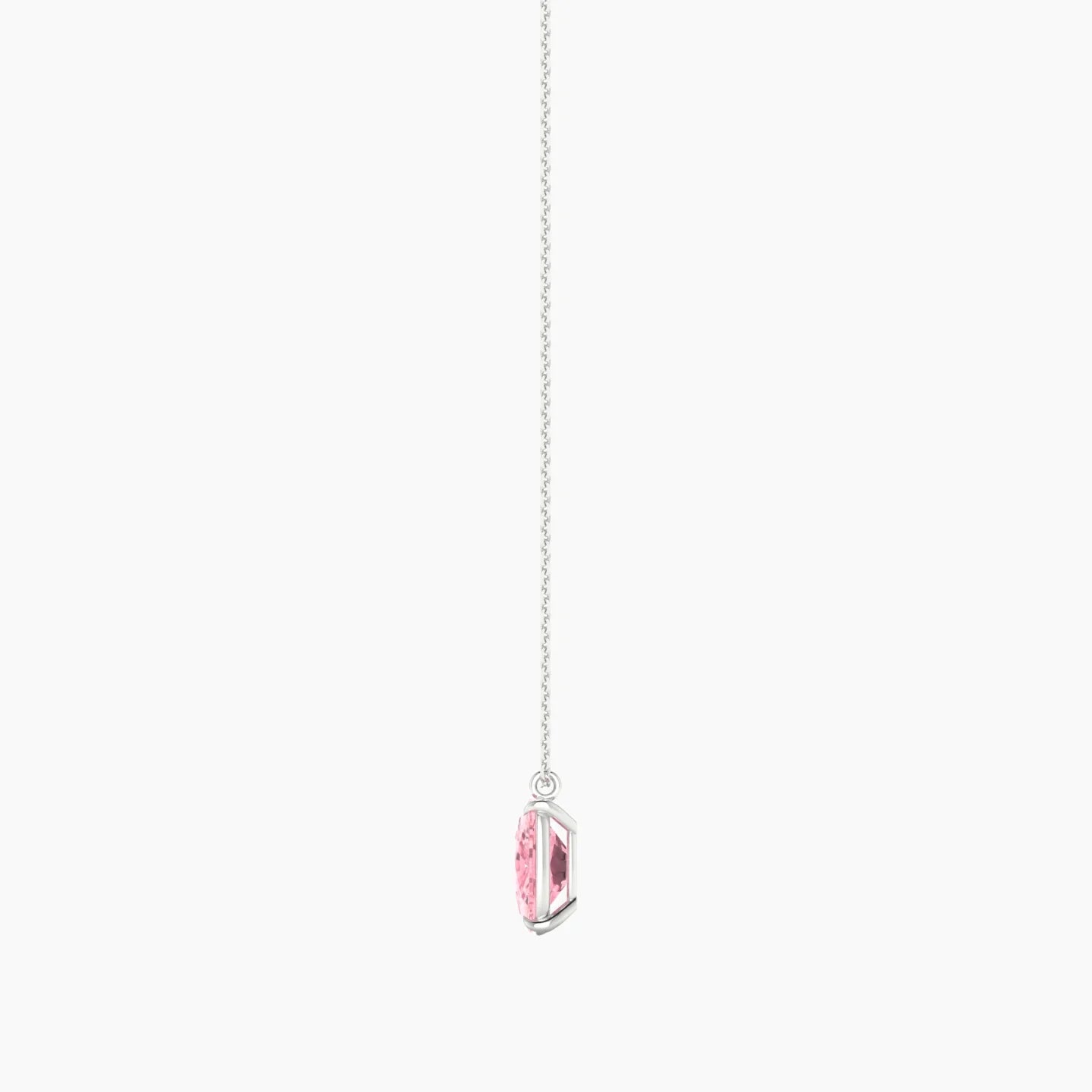 Hanging Solitaire | 18k White Gold 3 ct Pink Lab Diamond Cushion Cut Pendant