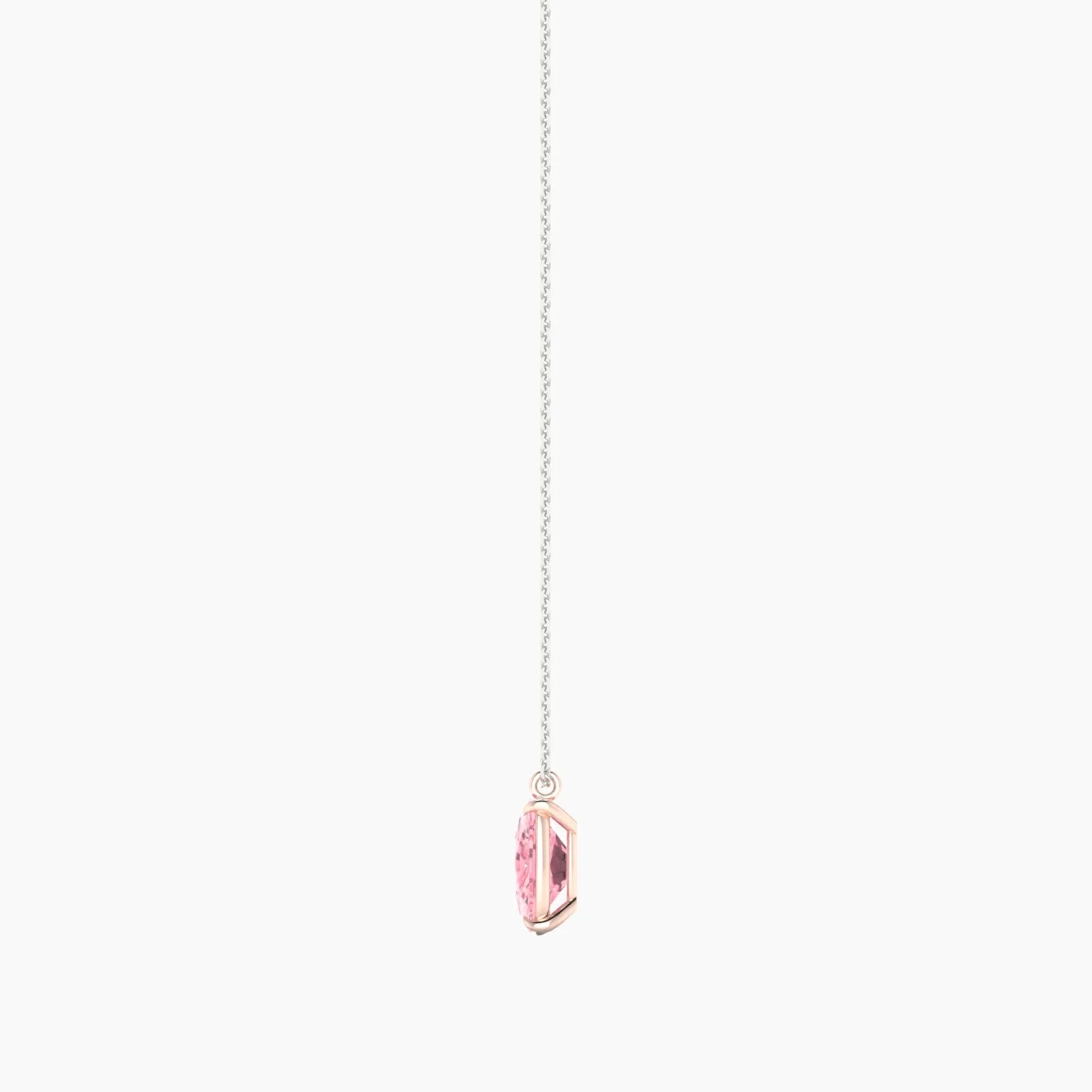 Hanging Solitaire | 18k White & Rose Gold 3 ct Pink Lab Diamond Cushion Cut Pendant