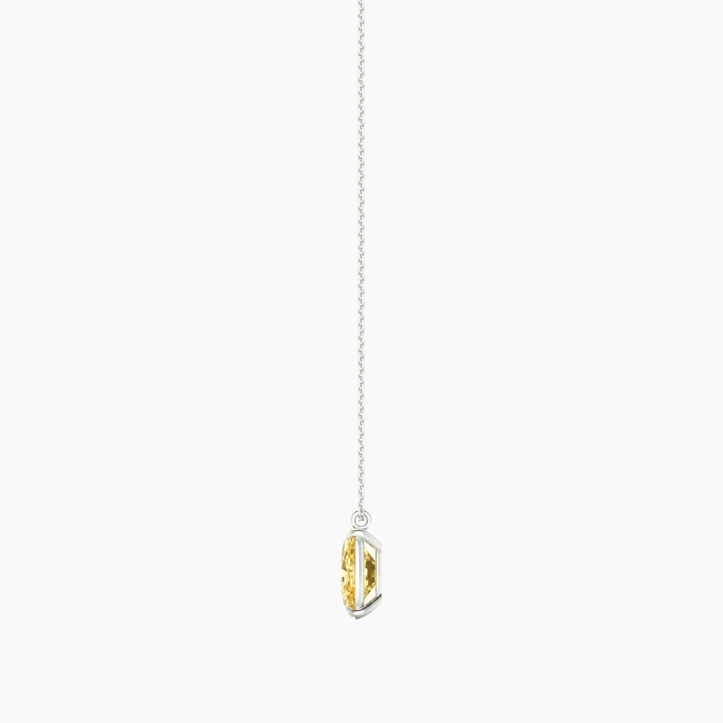 Hanging Solitaire | 18k White Gold 3 ct Yellow Lab Diamond Cushion Cut Pendant