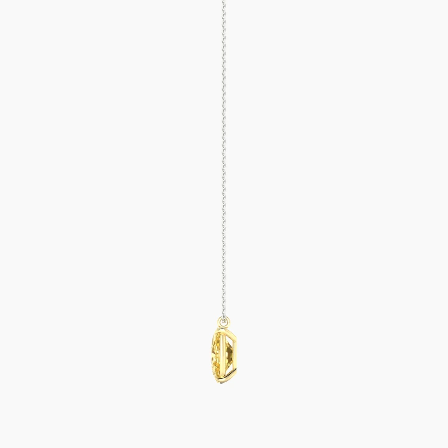 Hanging Solitaire | 18k White & Yellow Gold 3 ct Yellow Lab Diamond Cushion Cut Pendant