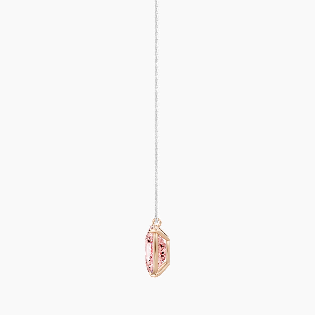 Hanging Solitaire | 18k White & Rose Gold 5 ct Pink Lab Diamond Cushion Pendant