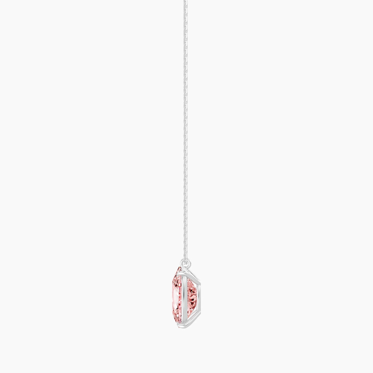 Hanging Solitaire | 18k White Gold 5 ct Pink Lab Diamond Cushion Pendant