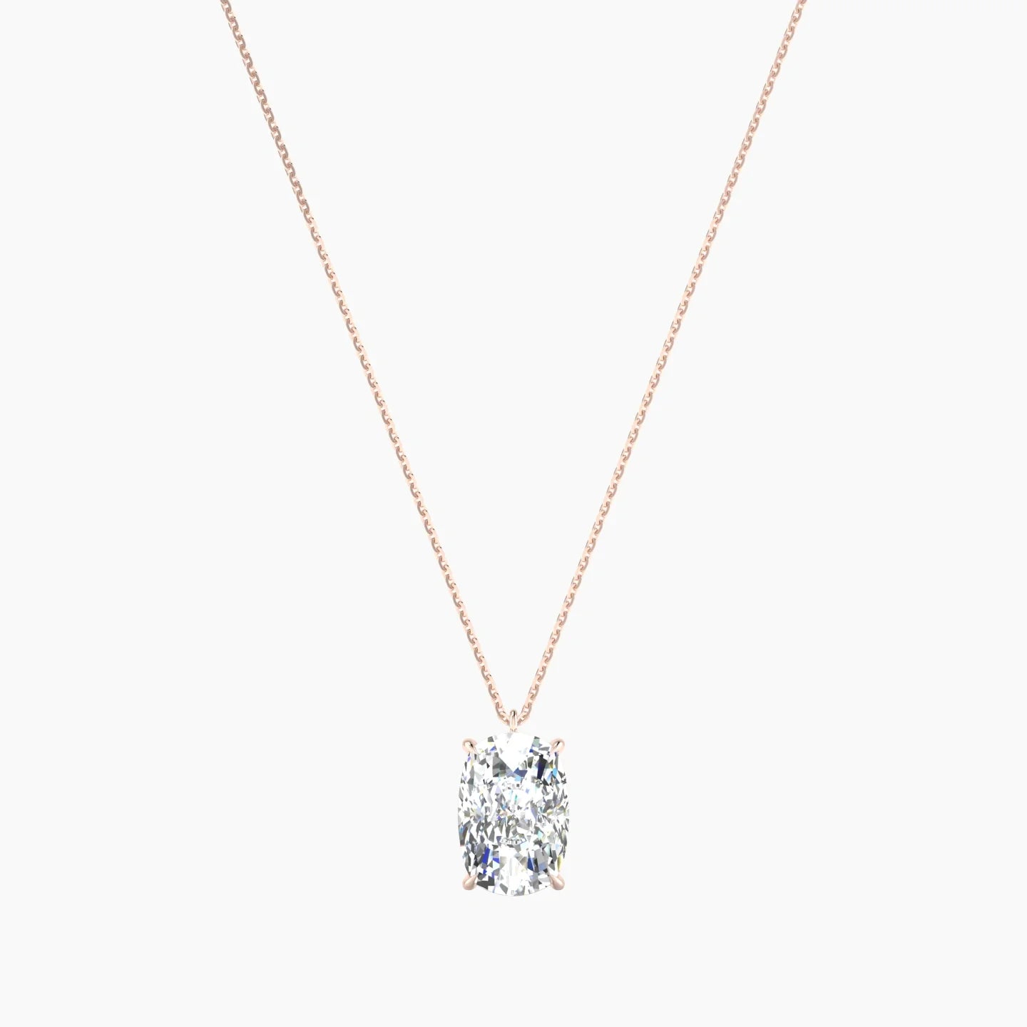 Hanging Solitaire | 18k Rose Gold 5 ct Lab Diamond Cushion Cut Pendant