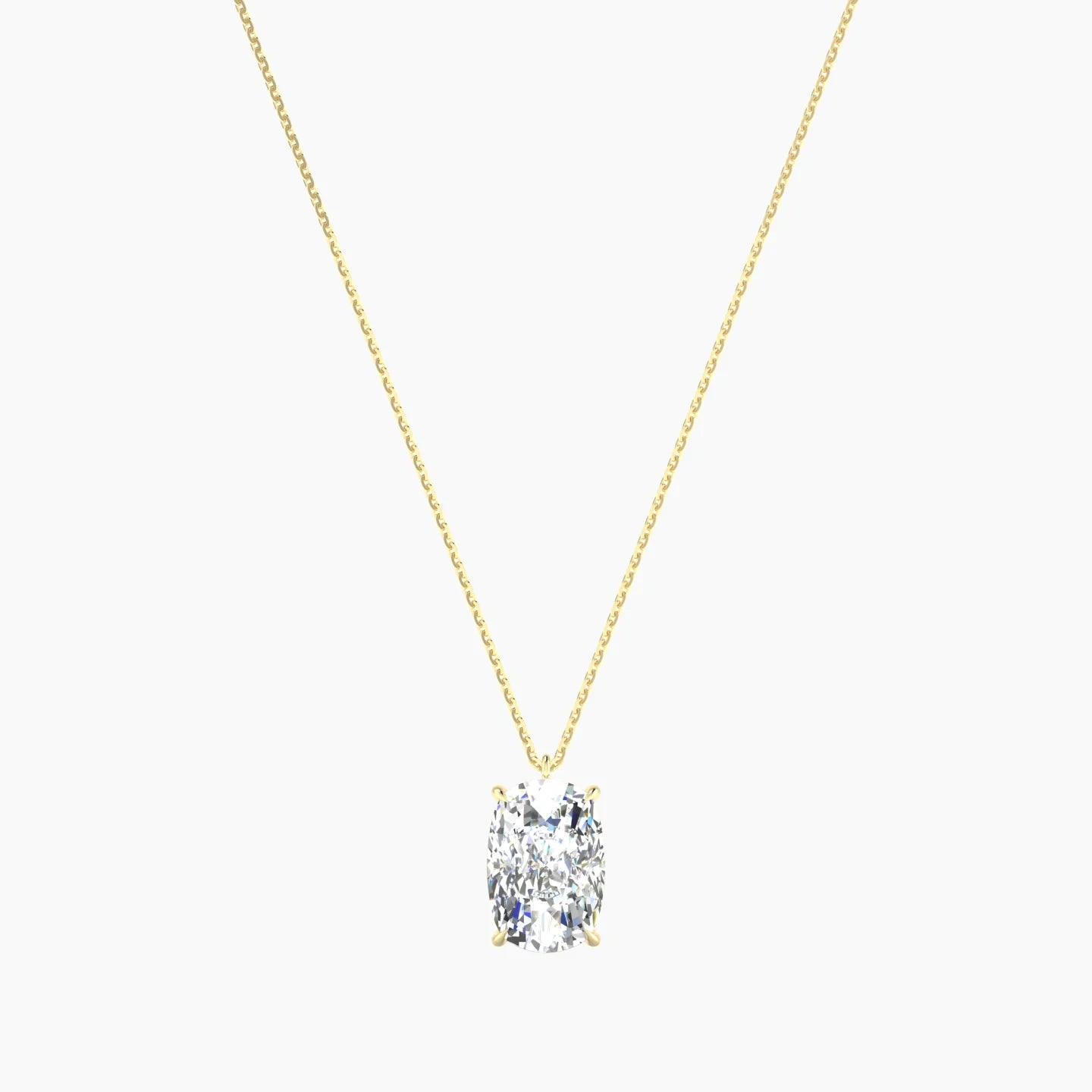 Hanging Solitaire | 18k Yellow Gold 5 ct Lab Diamond Cushion Cut Pendant