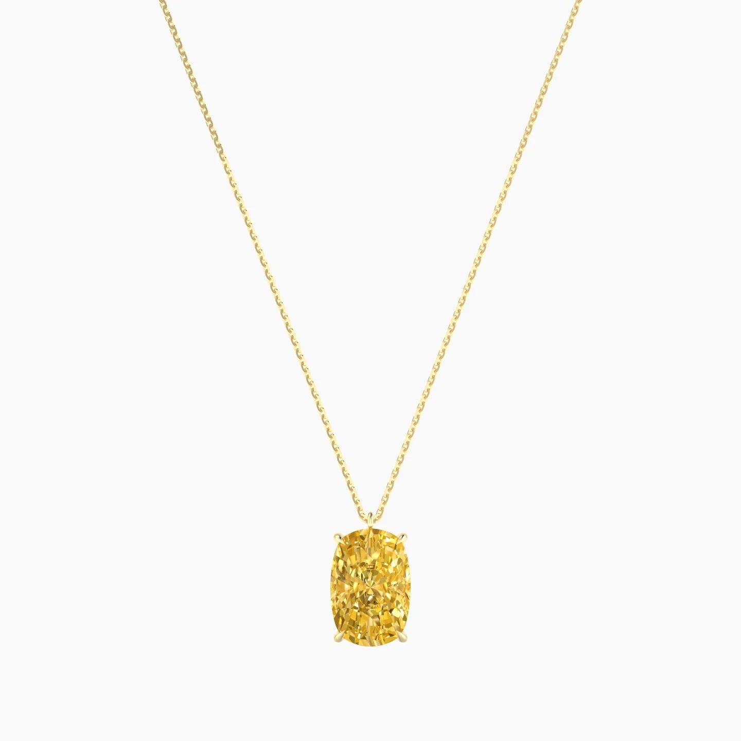Hanging Solitaire | 18k Yellow Gold 5 ct Yellow Lab Diamond Cushion Cut Pendant