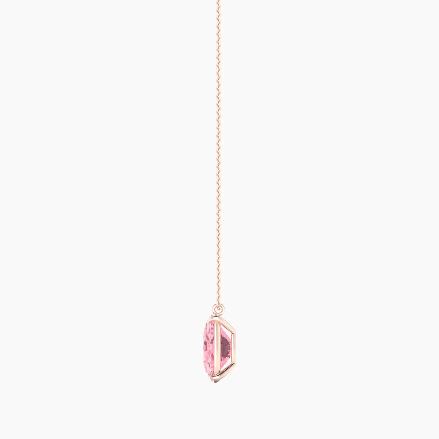 Hanging Solitaire | 18k Rose Gold 5 ct Pink Lab Diamond Cushion Cut Pendant