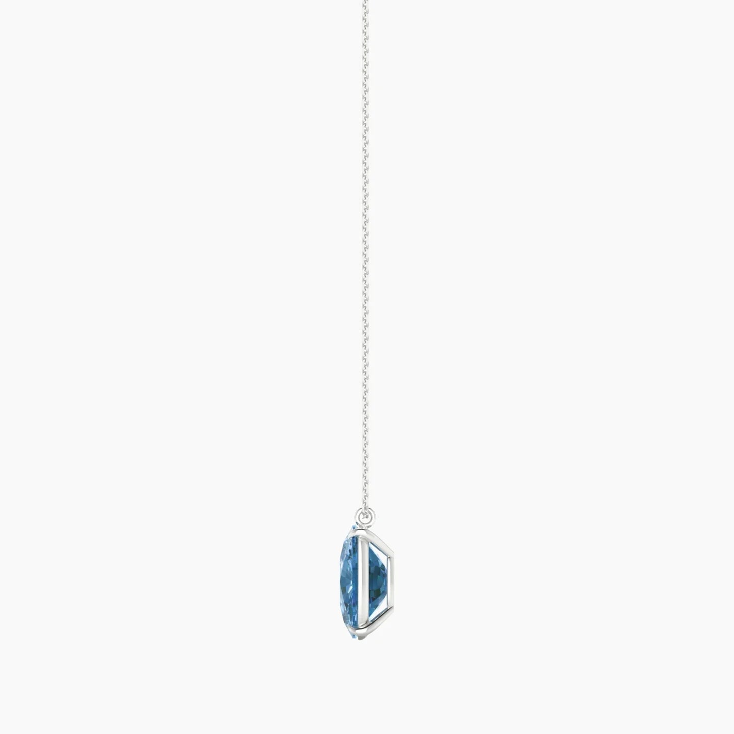 Hanging Solitaire | 18k White Gold 5 ct Blue Lab Diamond Cushion Cut Pendant