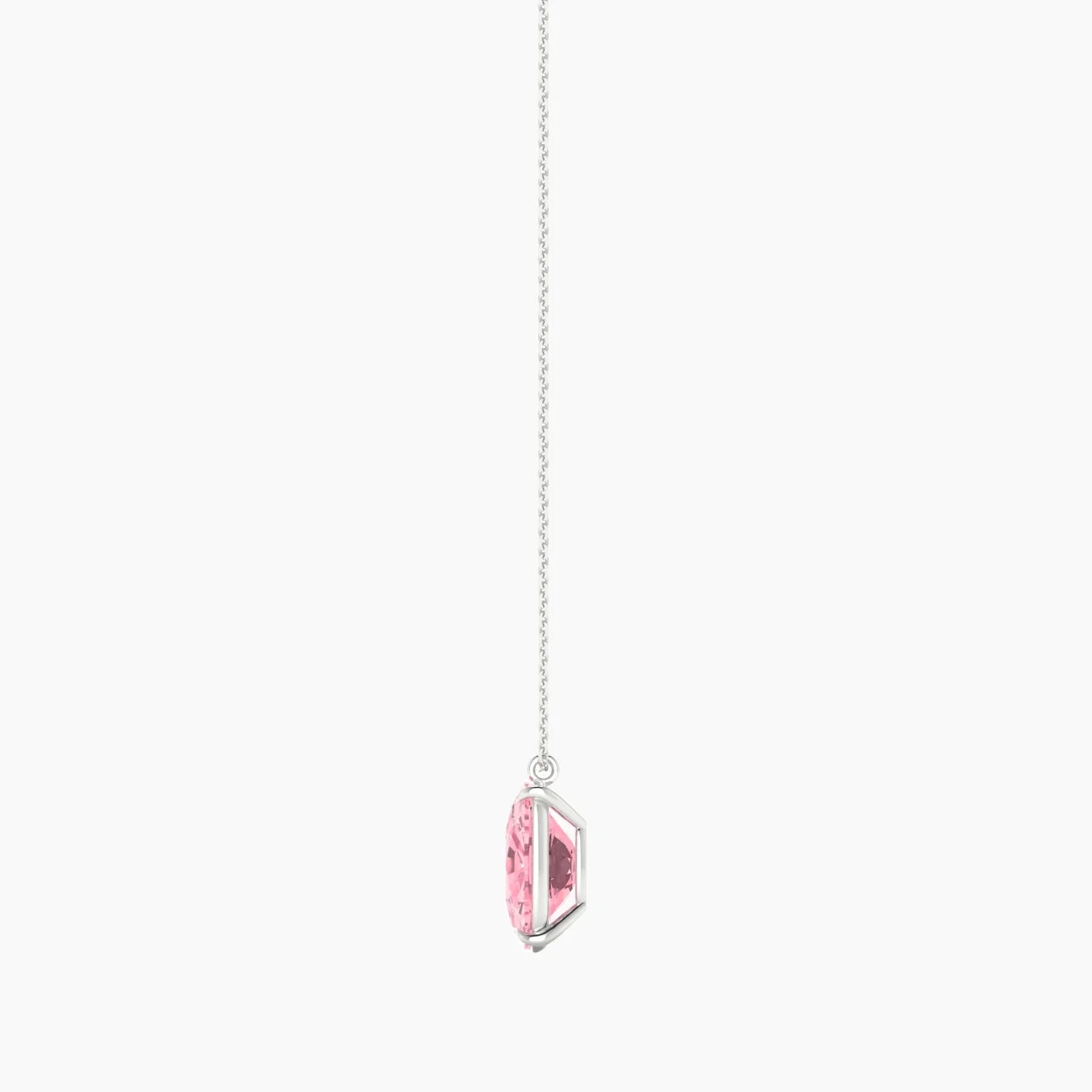Hanging Solitaire | 18k White Gold 5 ct Pink Lab Diamond Cushion Cut Pendant