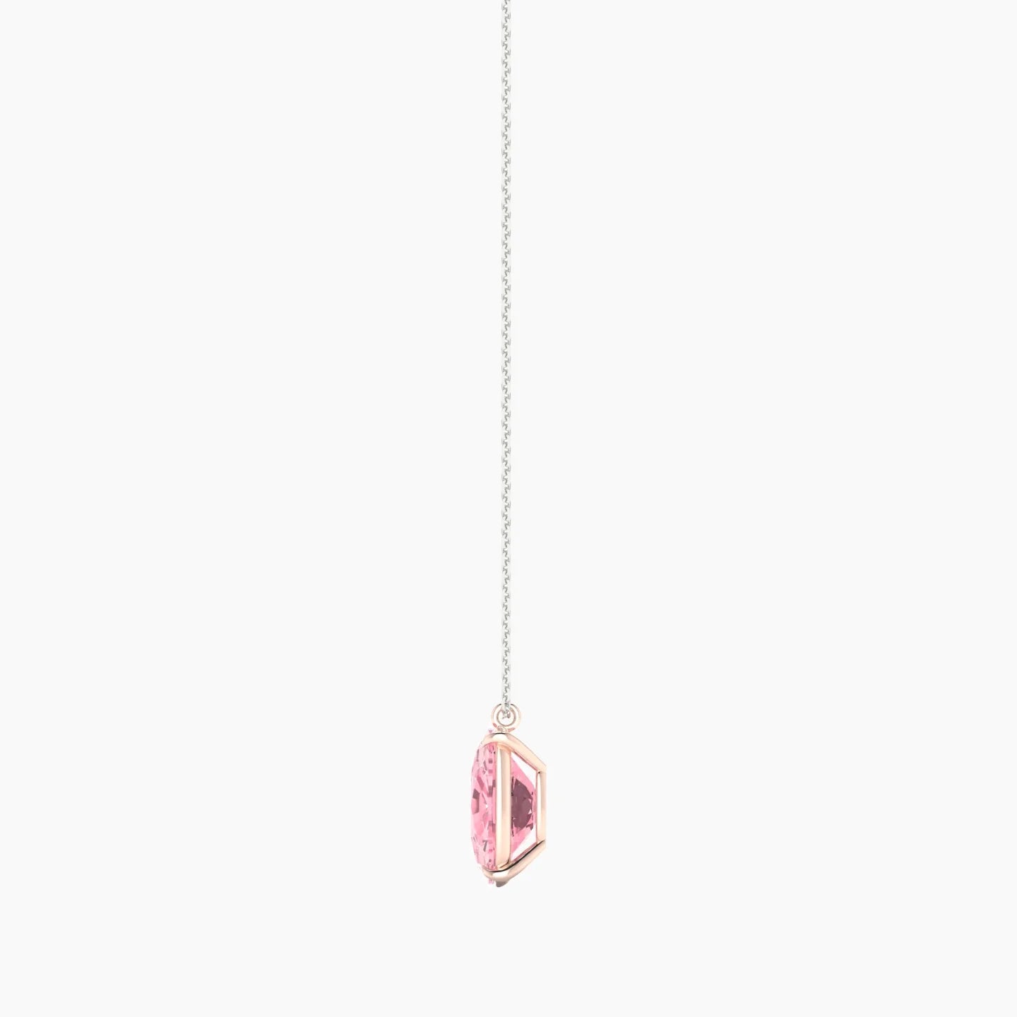 Hanging Solitaire | 18k White & Rose Gold 5 ct Pink Lab Diamond Cushion Cut Pendant