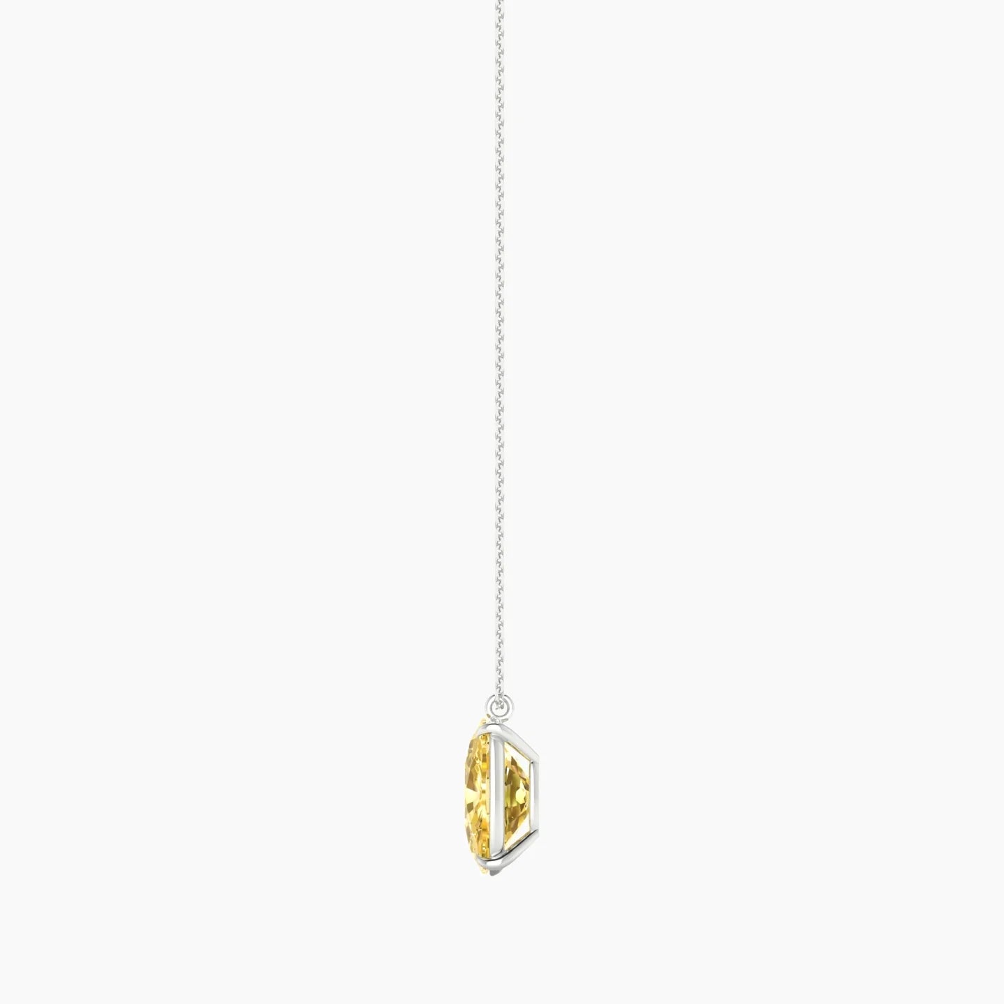 Hanging Solitaire | 18k White Gold 5 ct Yellow Lab Diamond Cushion Cut Pendant