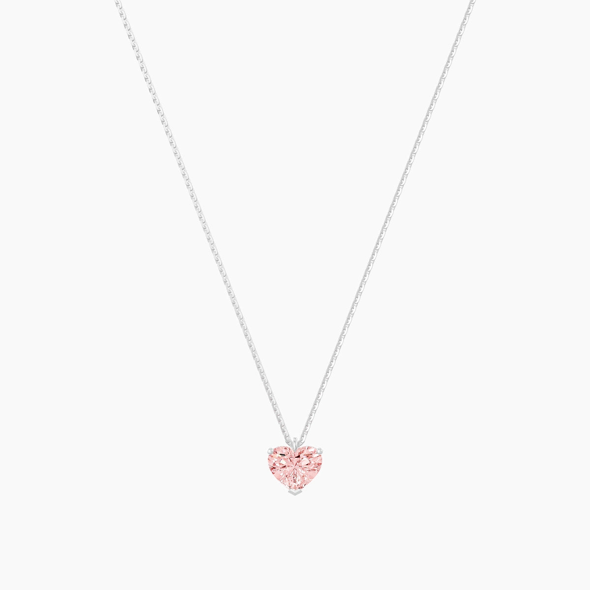Hanging Solitaire | 18k White Gold 1 ct Pink Lab Diamond Heart Pendant