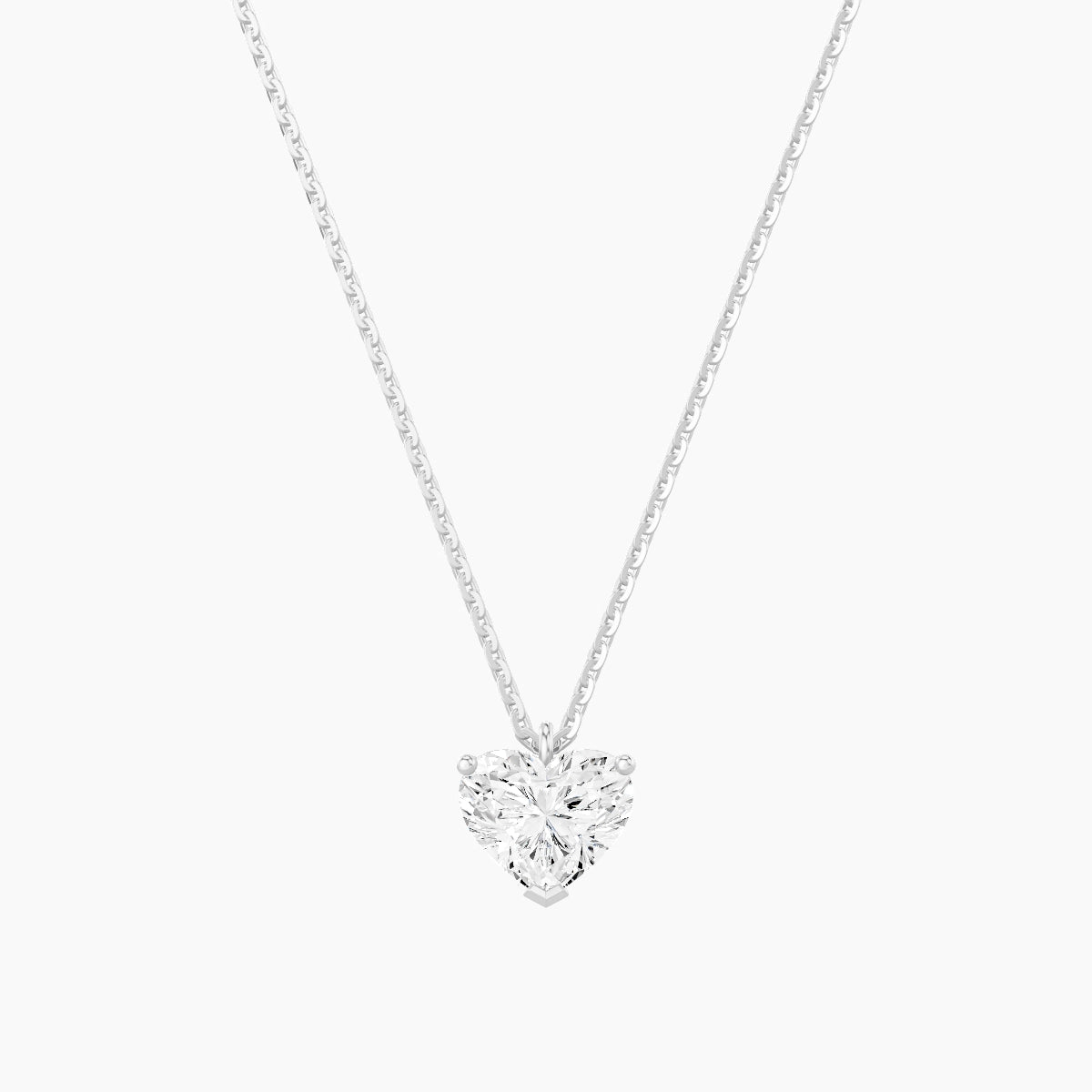Hanging Solitaire | 18k White Gold 1 ct White Lab Diamond Heart Pendant