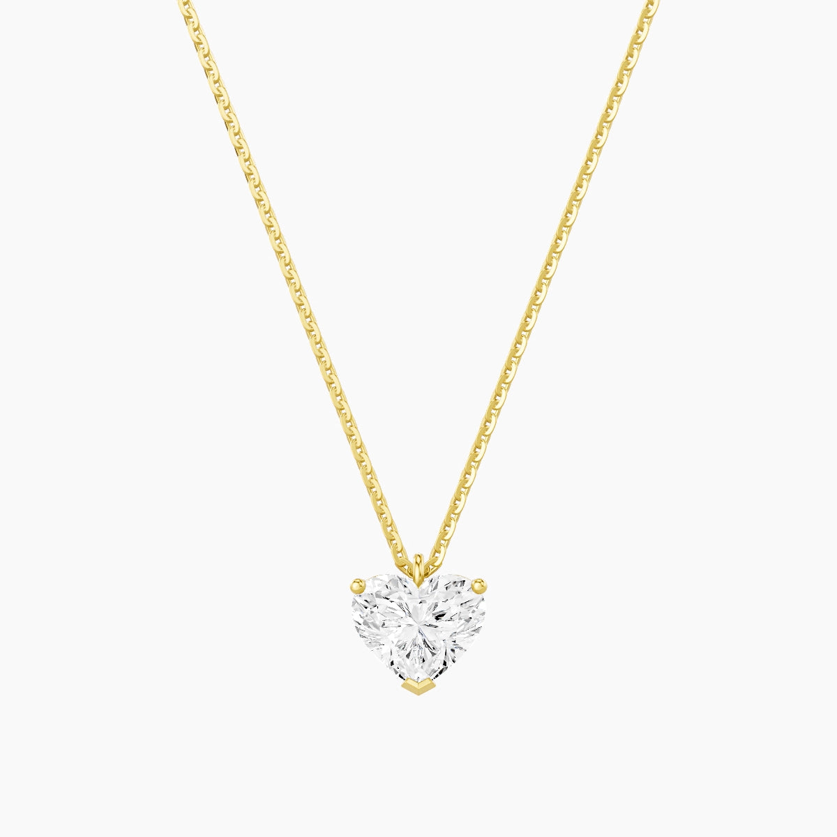 Hanging Solitaire | 18k Yellow Gold 1 ct White Lab Diamond Heart Pendant