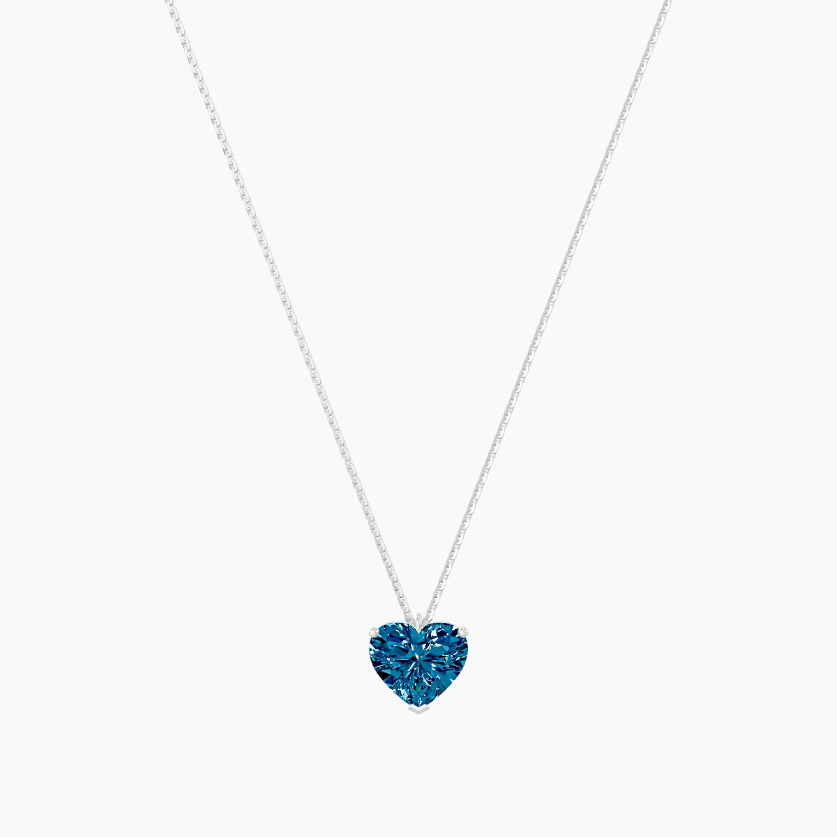 Hanging Solitaire | 18k White Gold 2 ct Blue Lab Diamond Heart Pendant
