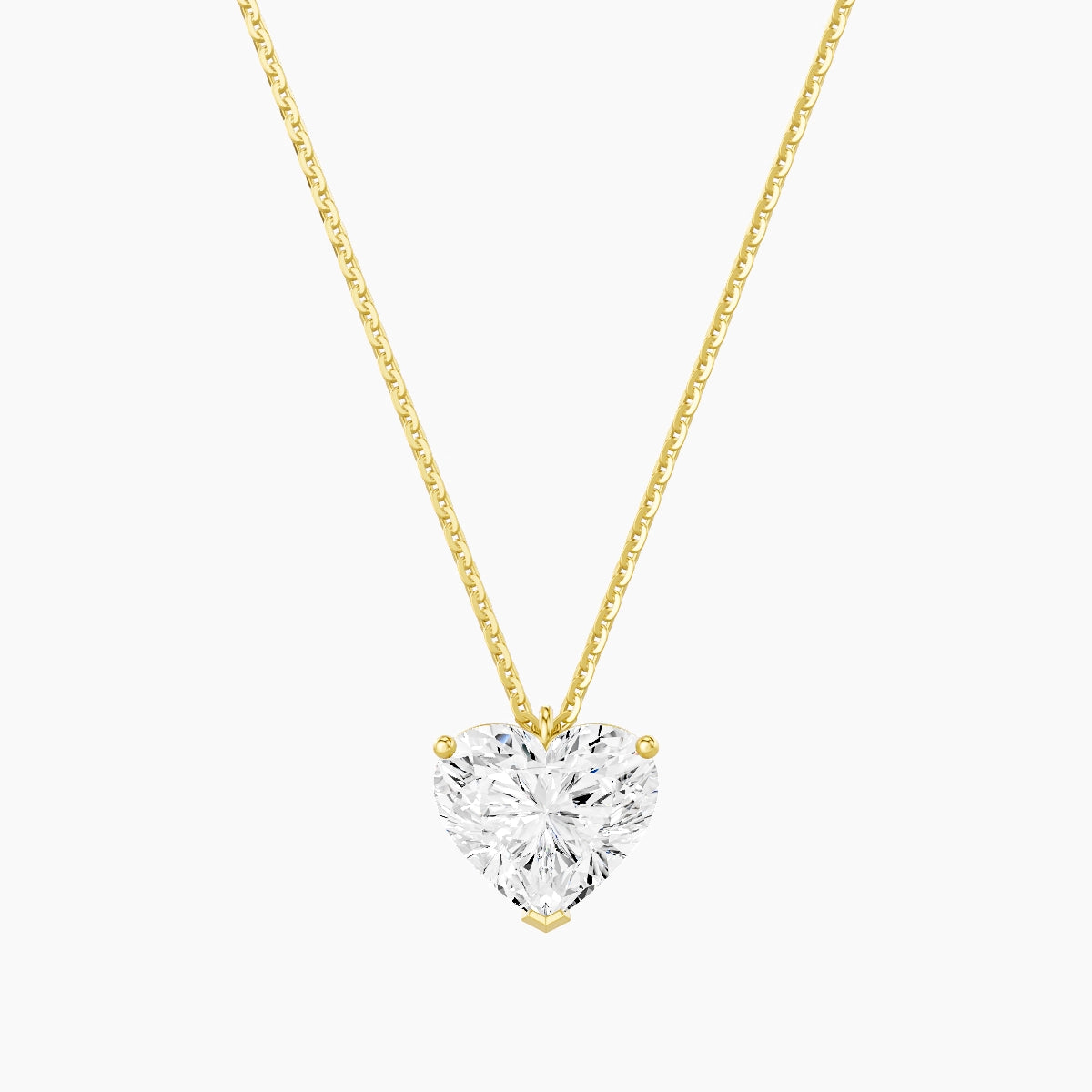 Hanging Solitaire | 18k Yellow Gold 2 ct White Lab Diamond Heart Pendant