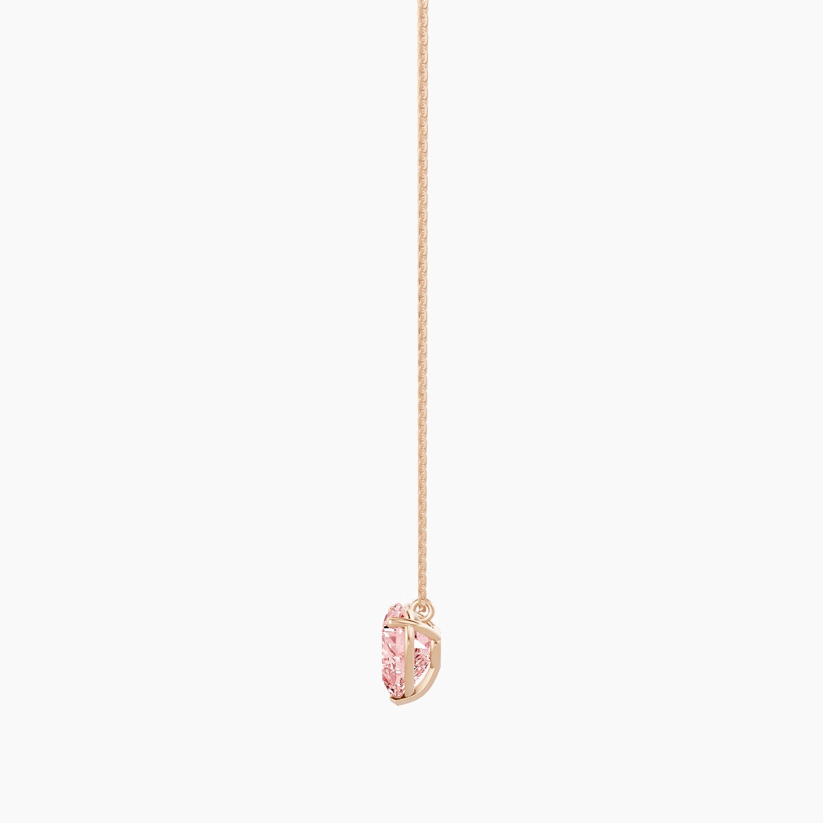 Hanging Solitaire | 18k Rose Gold 3 ct Pink Lab Diamond Heart Pendant