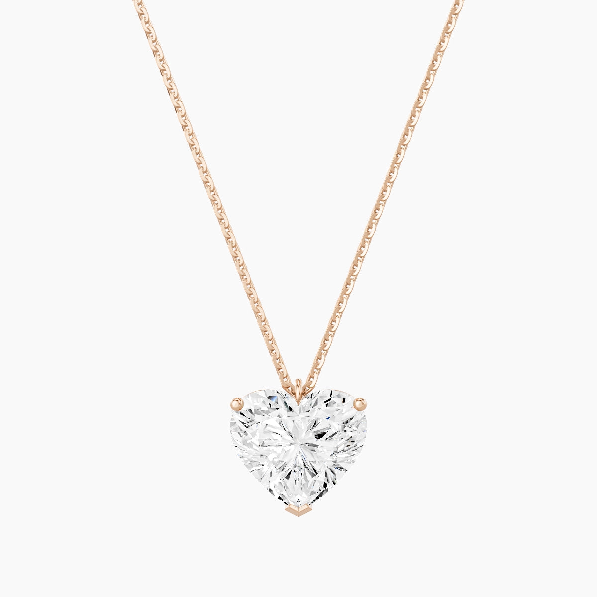 Hanging Solitaire | 18k Rose Gold 3 ct White Lab Diamond Heart Pendant