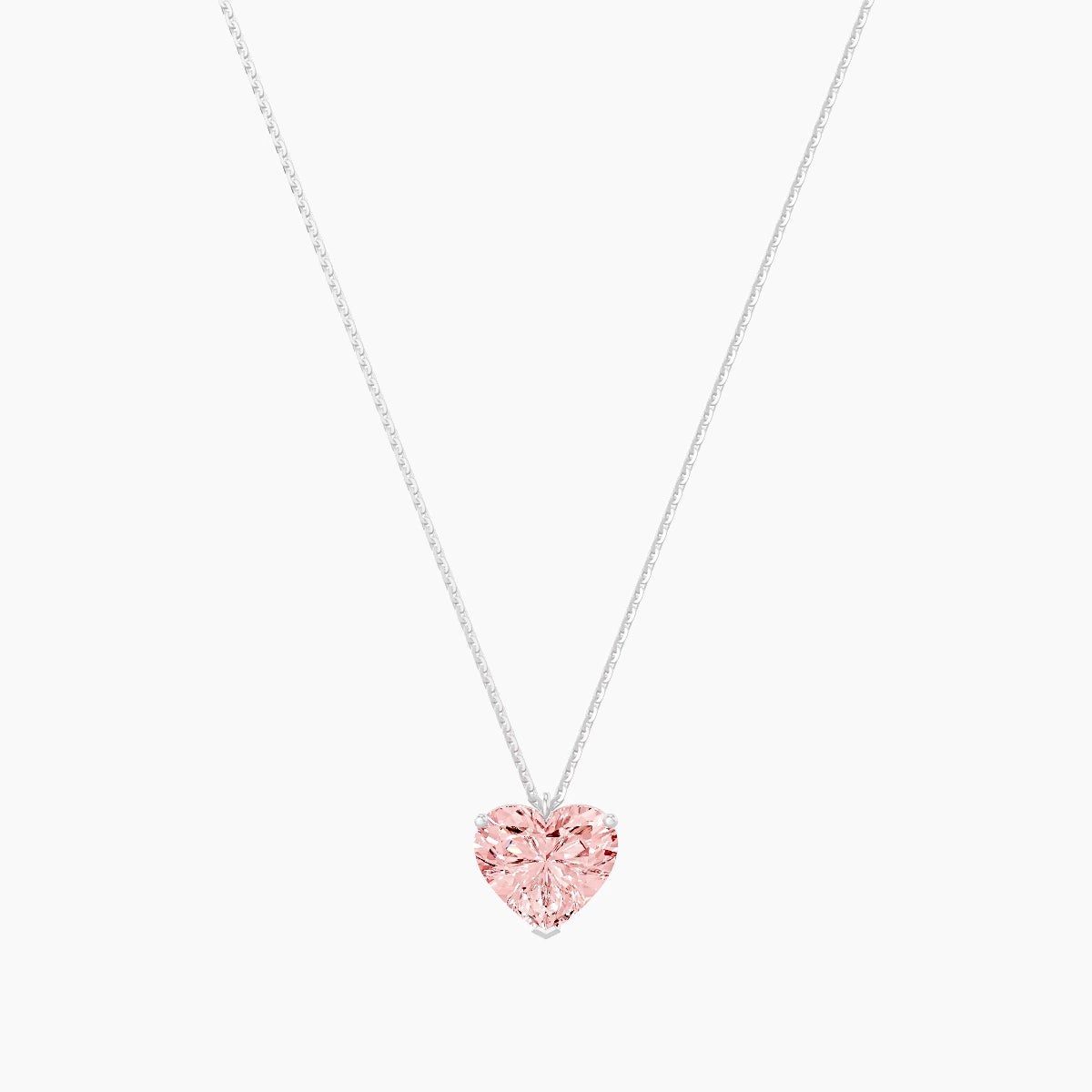 Hanging Solitaire | 18k White Gold 3 ct Pink Lab Diamond Heart Pendant