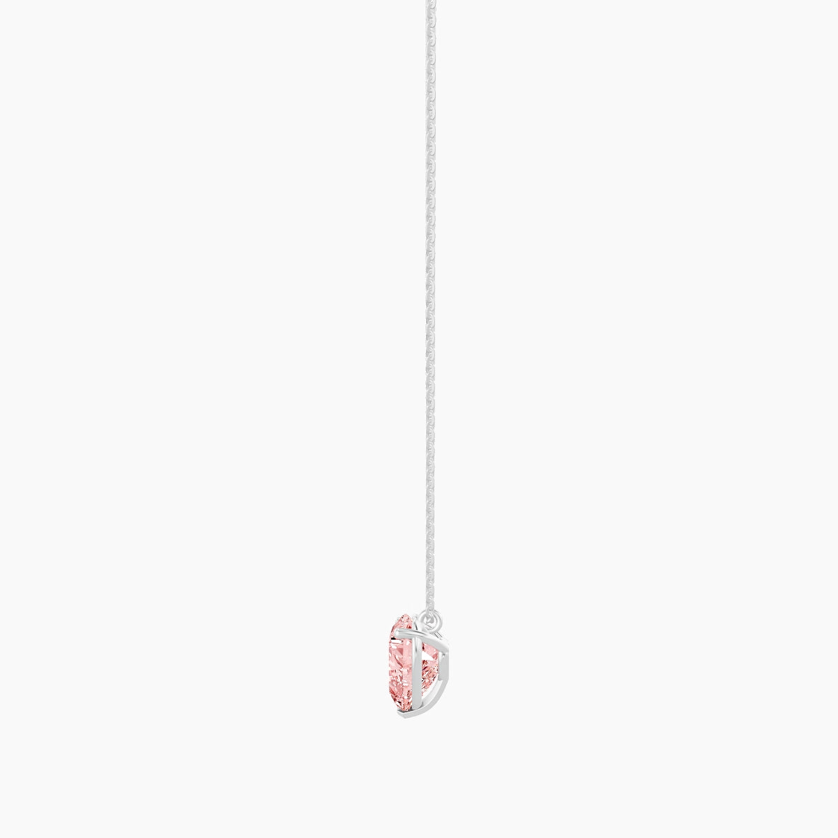 Hanging Solitaire | 18k White Gold 3 ct Pink Lab Diamond Heart Pendant