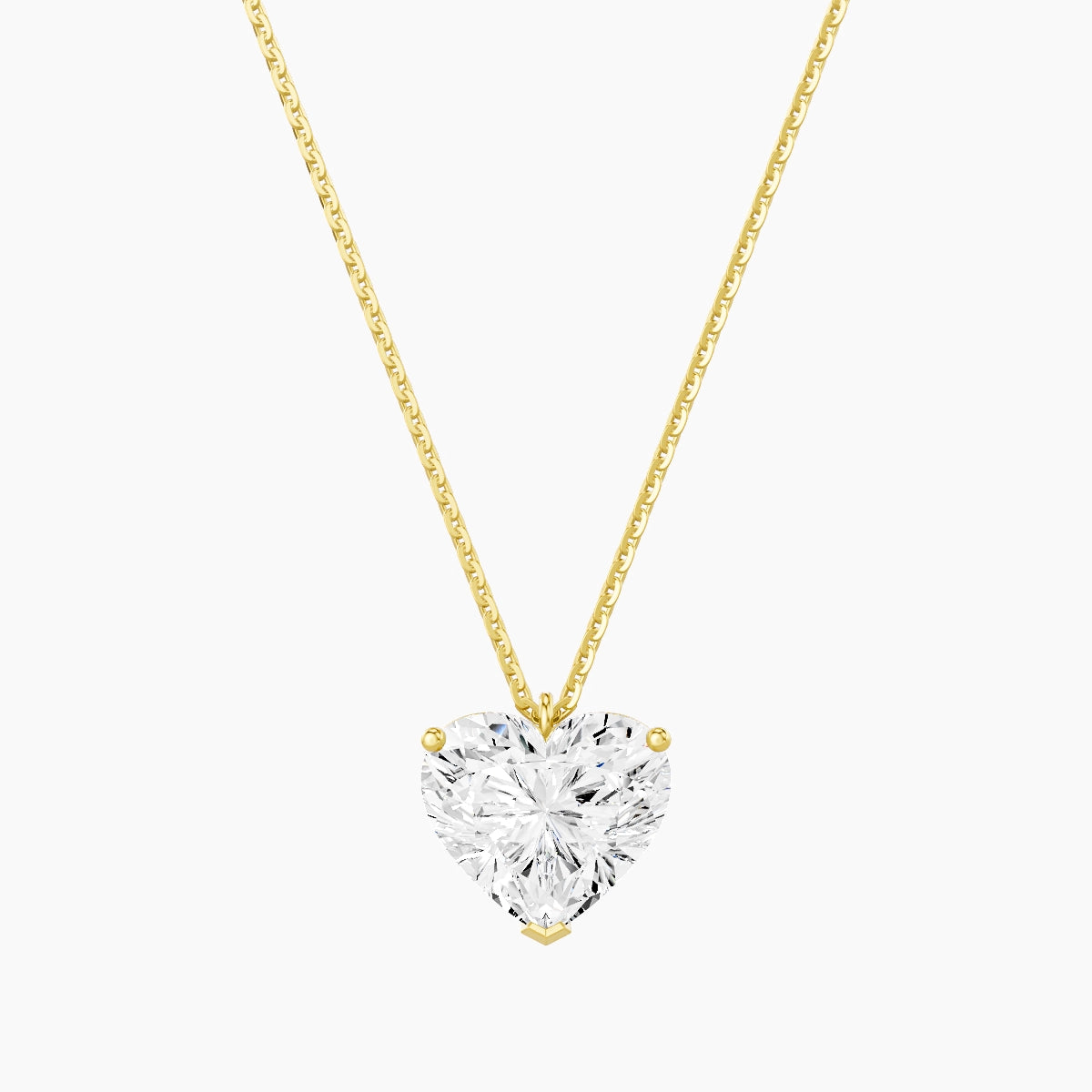 Hanging Solitaire | 18k Yellow Gold 3 ct White Lab Diamond Heart Pendant