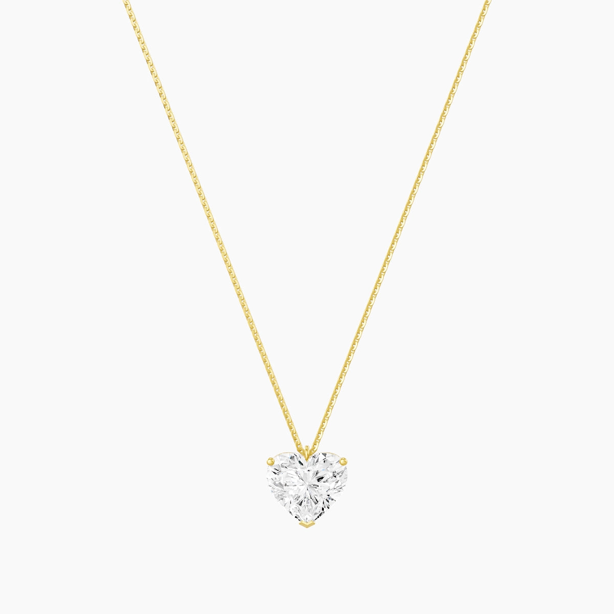 Hanging Solitaire | 18k Yellow Gold 3 ct White Lab Diamond Heart Pendant