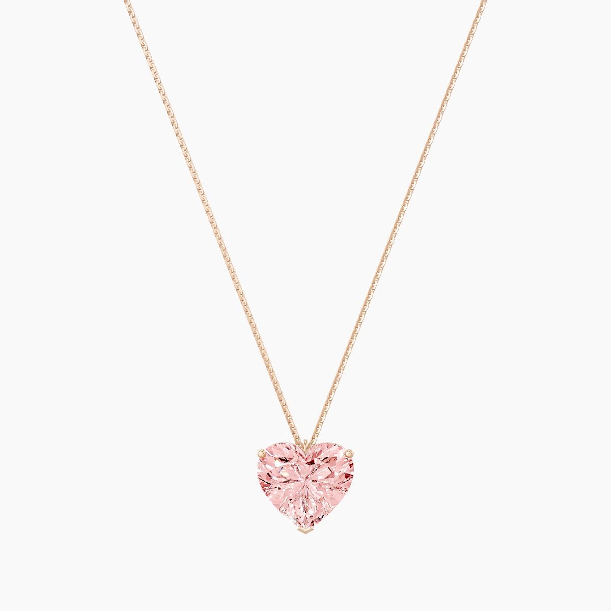 Hanging Solitaire | 18k Rose Gold 5 ct Pink Lab Diamond Heart Pendant