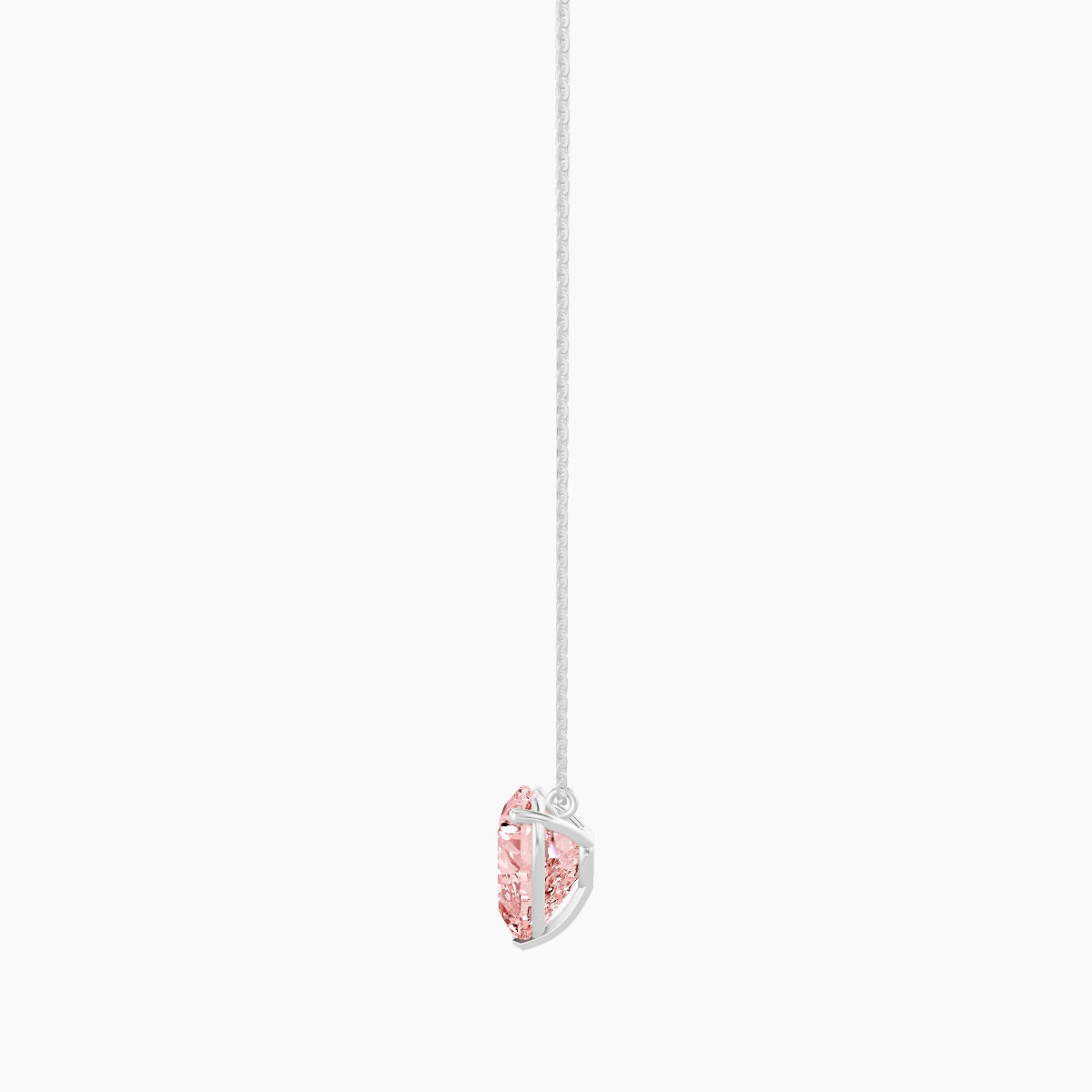 Hanging Solitaire | 18k White Gold 5 ct Pink Lab Diamond Heart Pendant