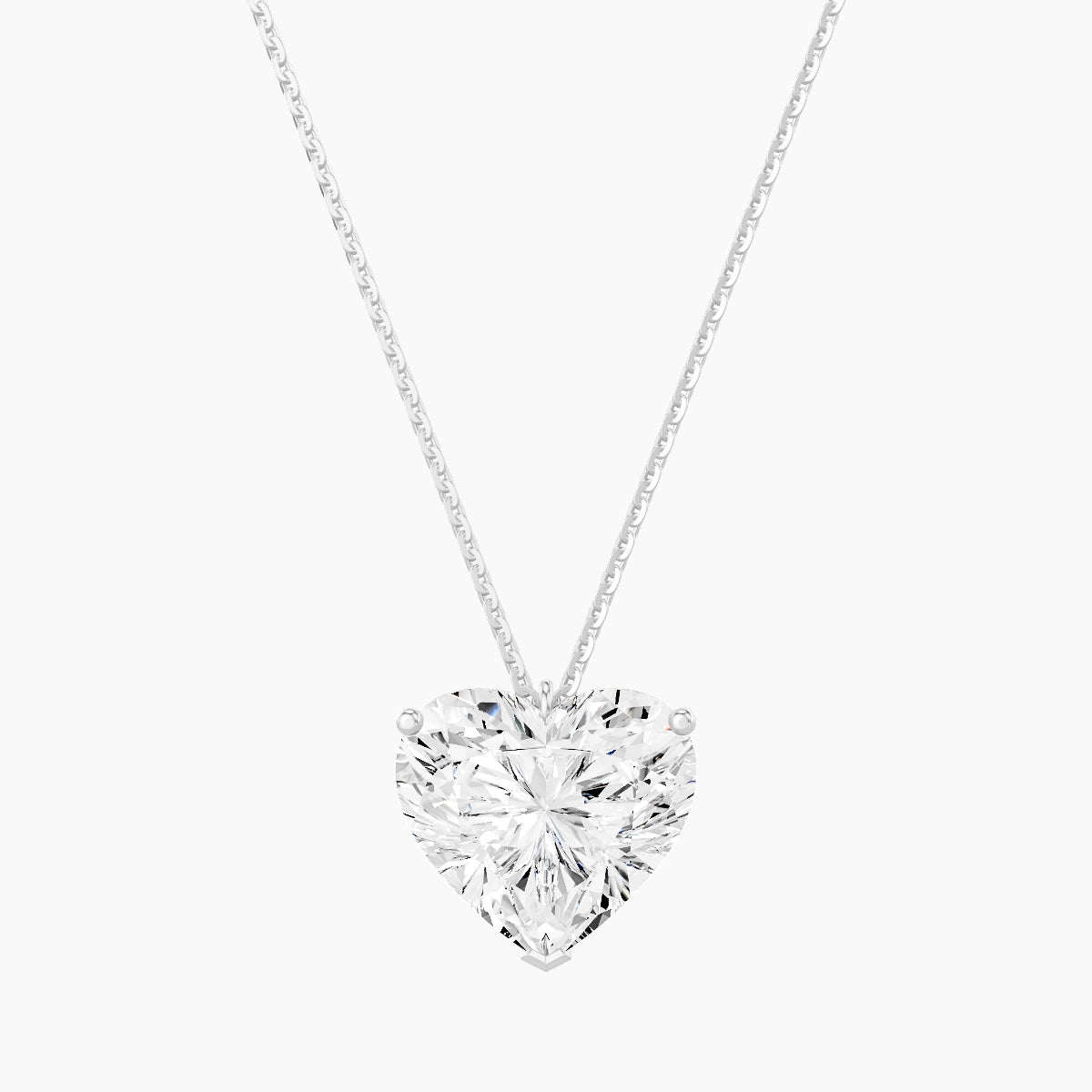 Hanging Solitaire | 18k White Gold 5 ct White Lab Diamond Heart Pendant