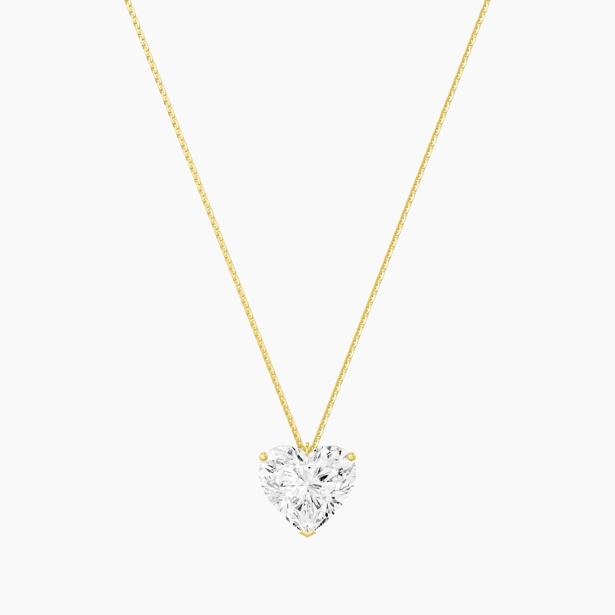 Hanging Solitaire | 18k Yellow Gold 5 ct White Lab Diamond Heart Pendant