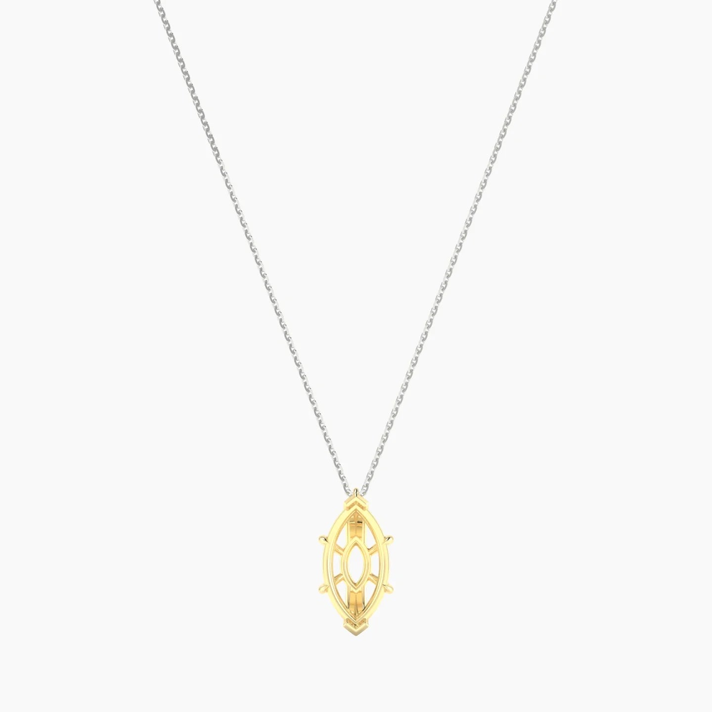 Hanging Solitaire | 18k White & Yellow Gold 3-4.99 ct Marquise Cut Pendant Setting