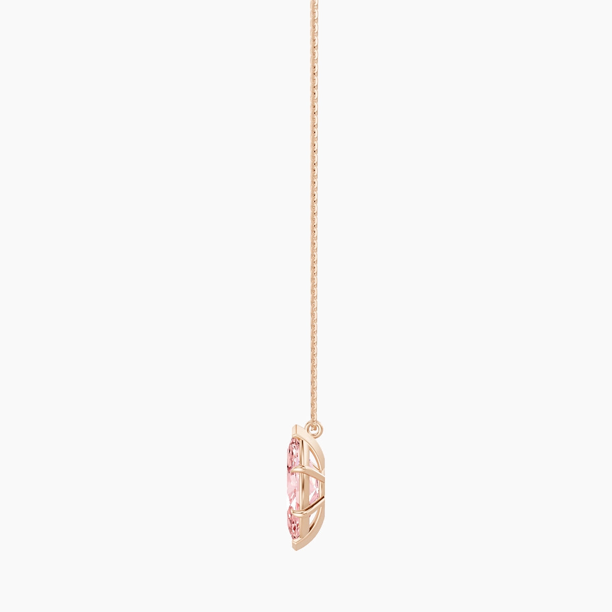 Hanging Solitaire | 18k Rose Gold 3 ct Pink Lab Diamond Marquise Pendant