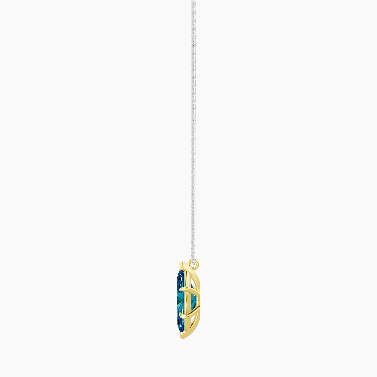 Hanging Solitaire | 18k White & Yellow Gold 3 ct Blue Lab Diamond Marquise Pendant