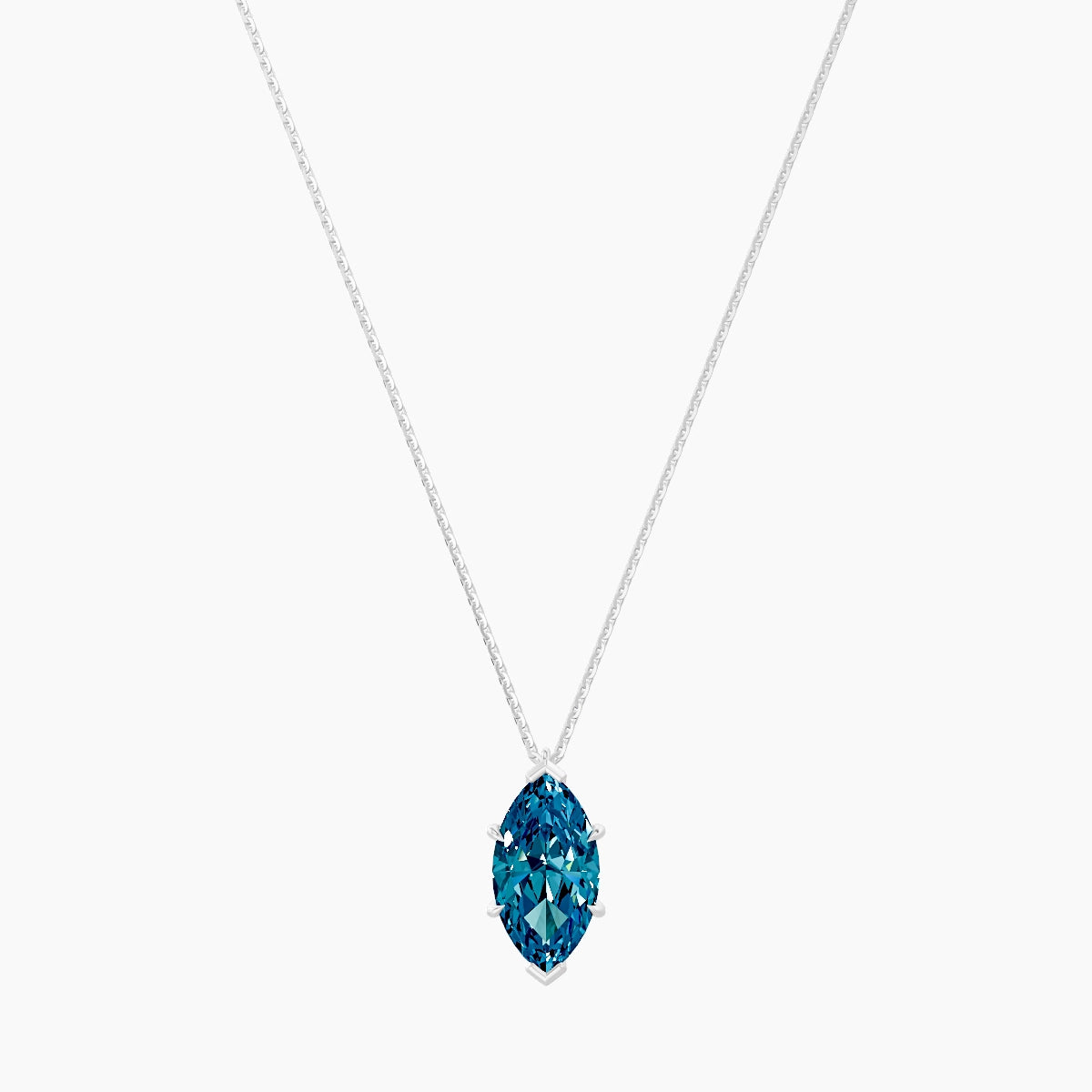 Hanging Solitaire | 18k White Gold 3 ct Blue Lab Diamond Marquise Pendant