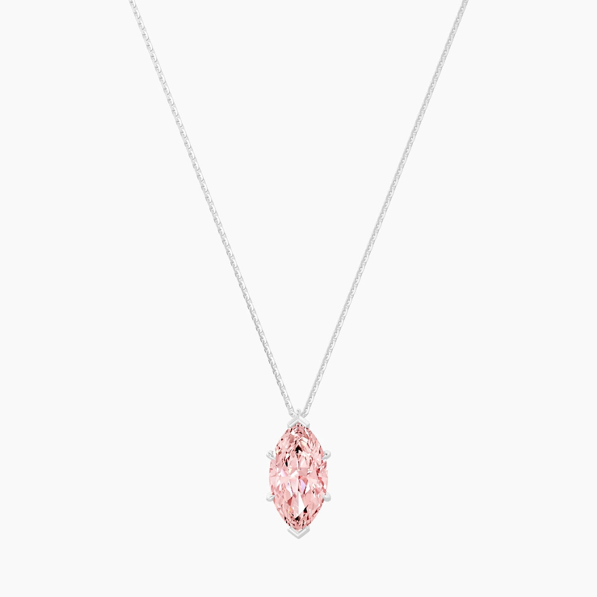 Hanging Solitaire | 18k White Gold 3 ct Pink Lab Diamond Marquise Pendant