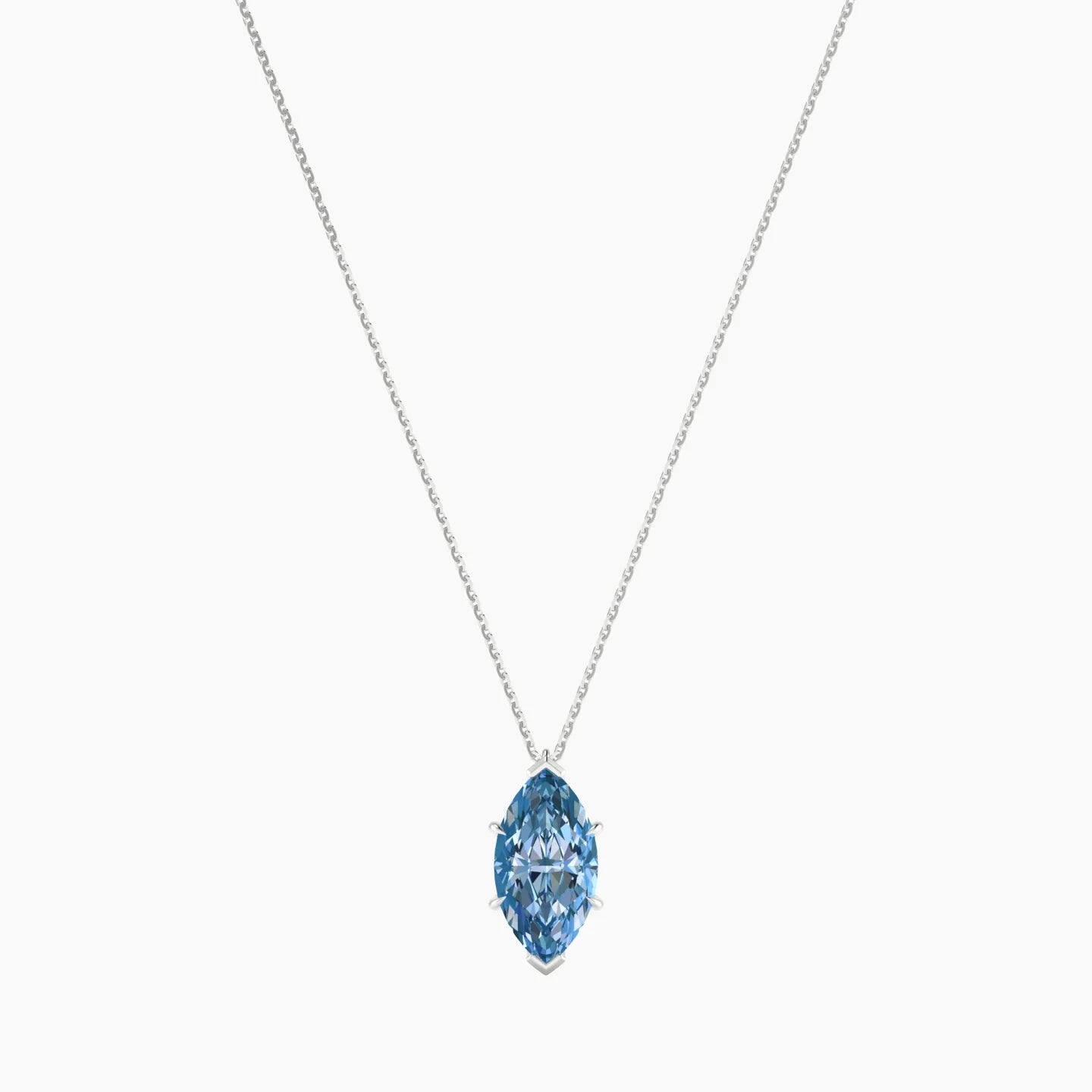 Hanging Solitaire | 18k White Gold 3 ct Blue Lab Diamond Marquise Cut Pendant