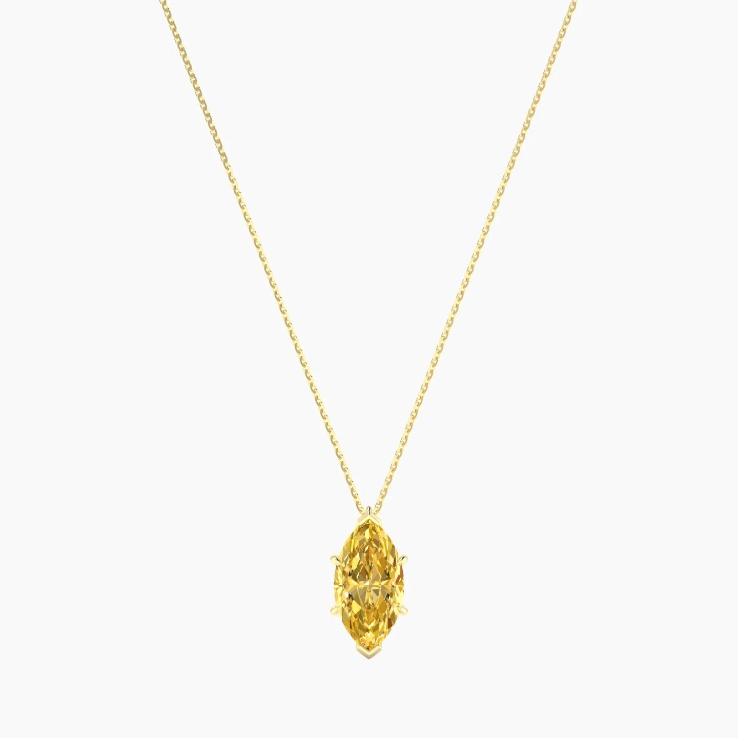 Hanging Solitaire | 18k Yellow Gold 3 ct Yellow Lab Diamond Marquise Cut Pendant