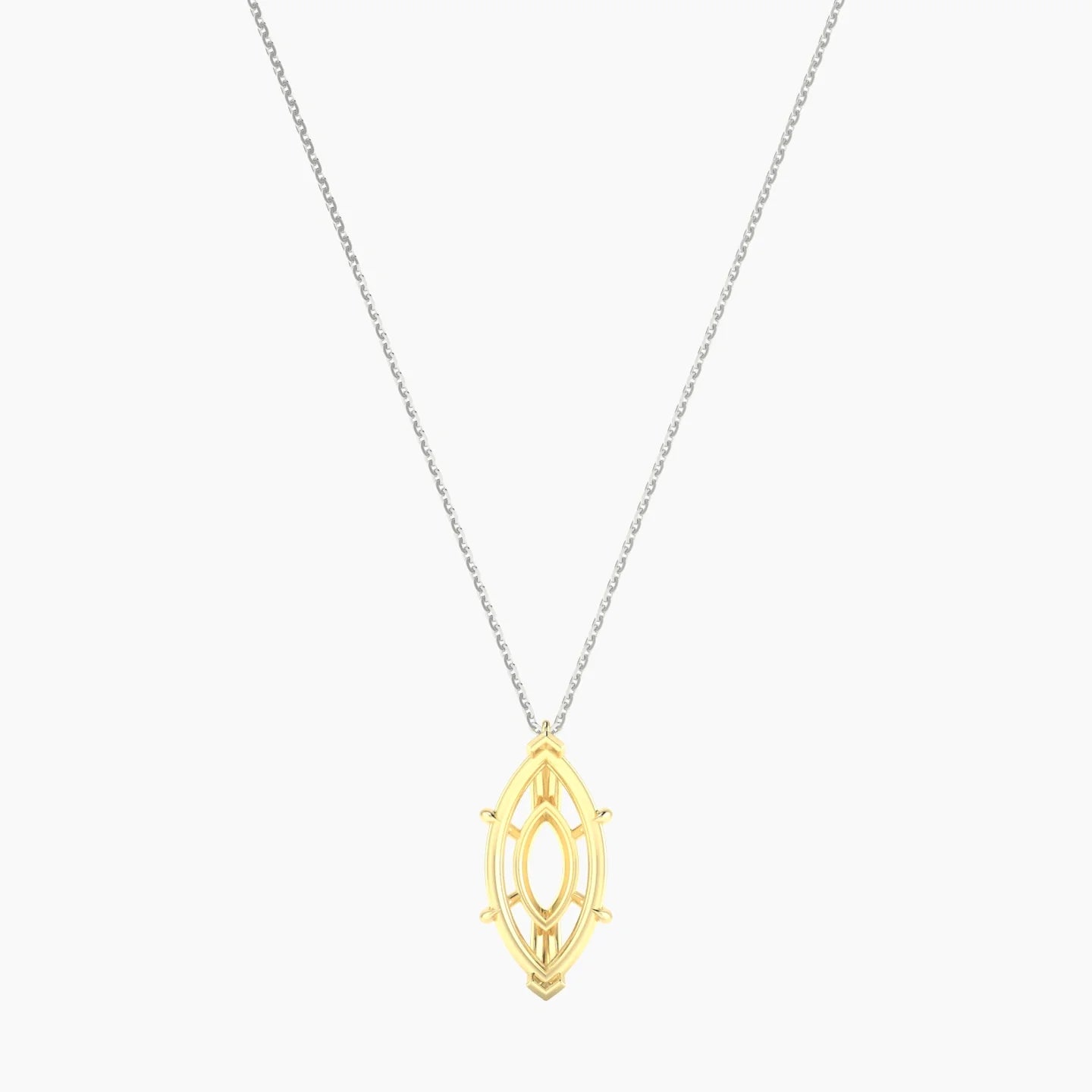 Hanging Solitaire | 18k White & Yellow Gold 5-7.99 ct Marquise Cut Pendant Setting