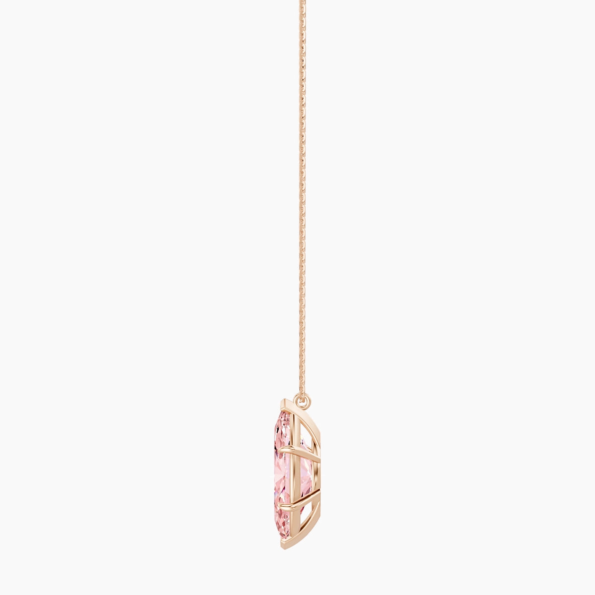 Hanging Solitaire | 18k Rose Gold 5 ct Pink Lab Diamond Marquise Pendant