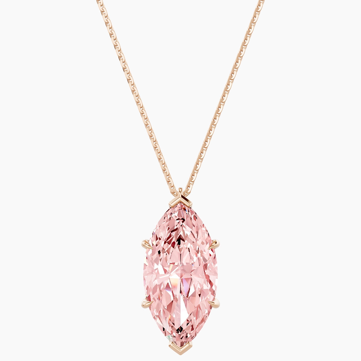 Hanging Solitaire | 18k Rose Gold 5 ct Pink Lab Diamond Marquise Pendant