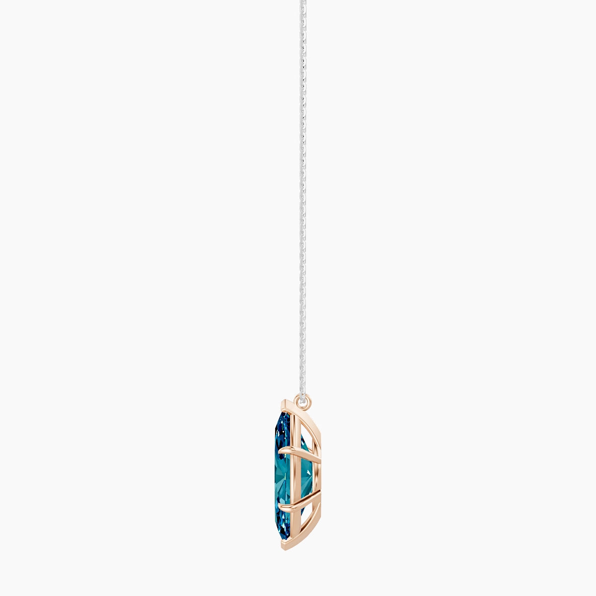 Hanging Solitaire | 18k White & Rose Gold 5 ct Blue Lab Diamond Marquise Pendant