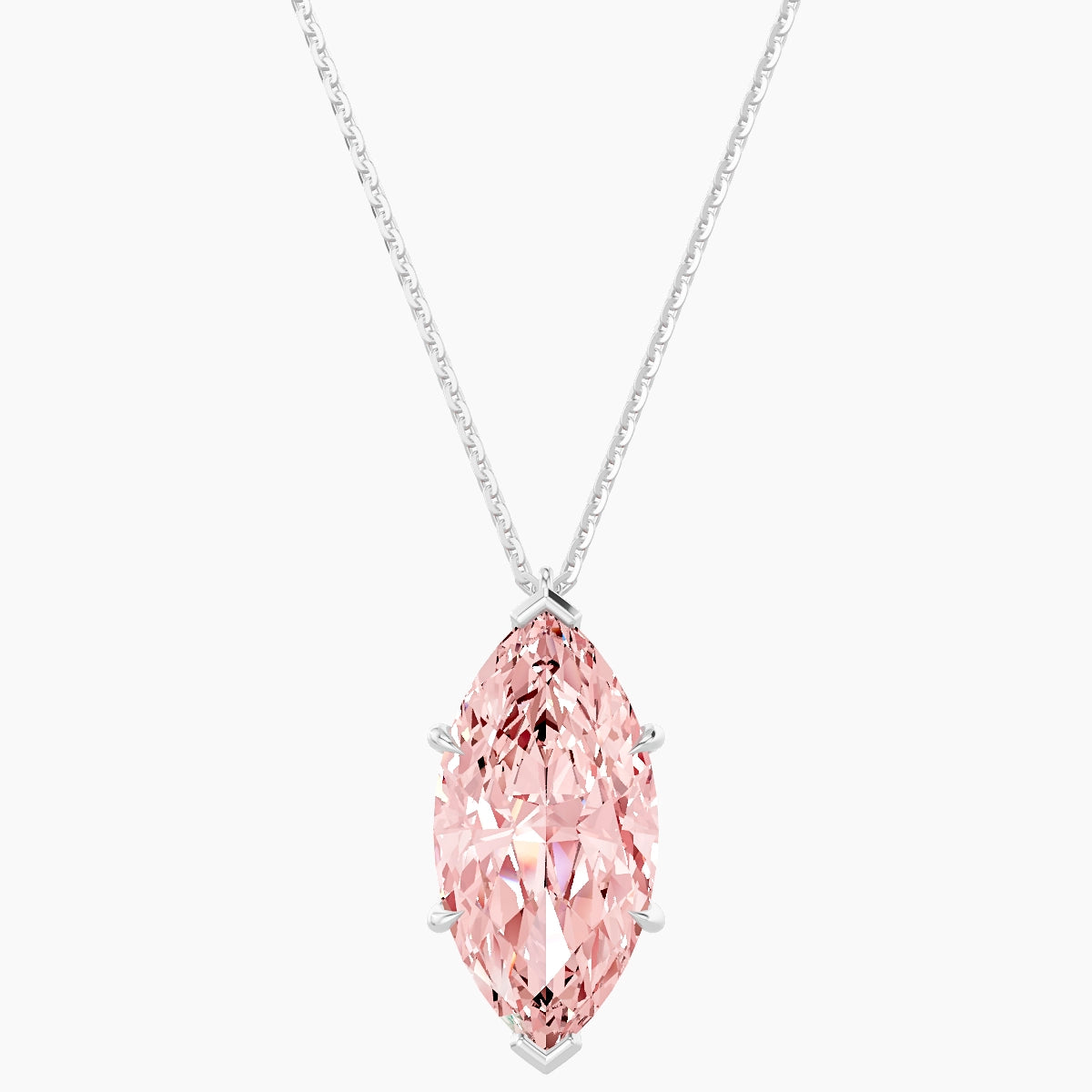 Hanging Solitaire | 18k White Gold 5 ct Pink Lab Diamond Marquise Pendant