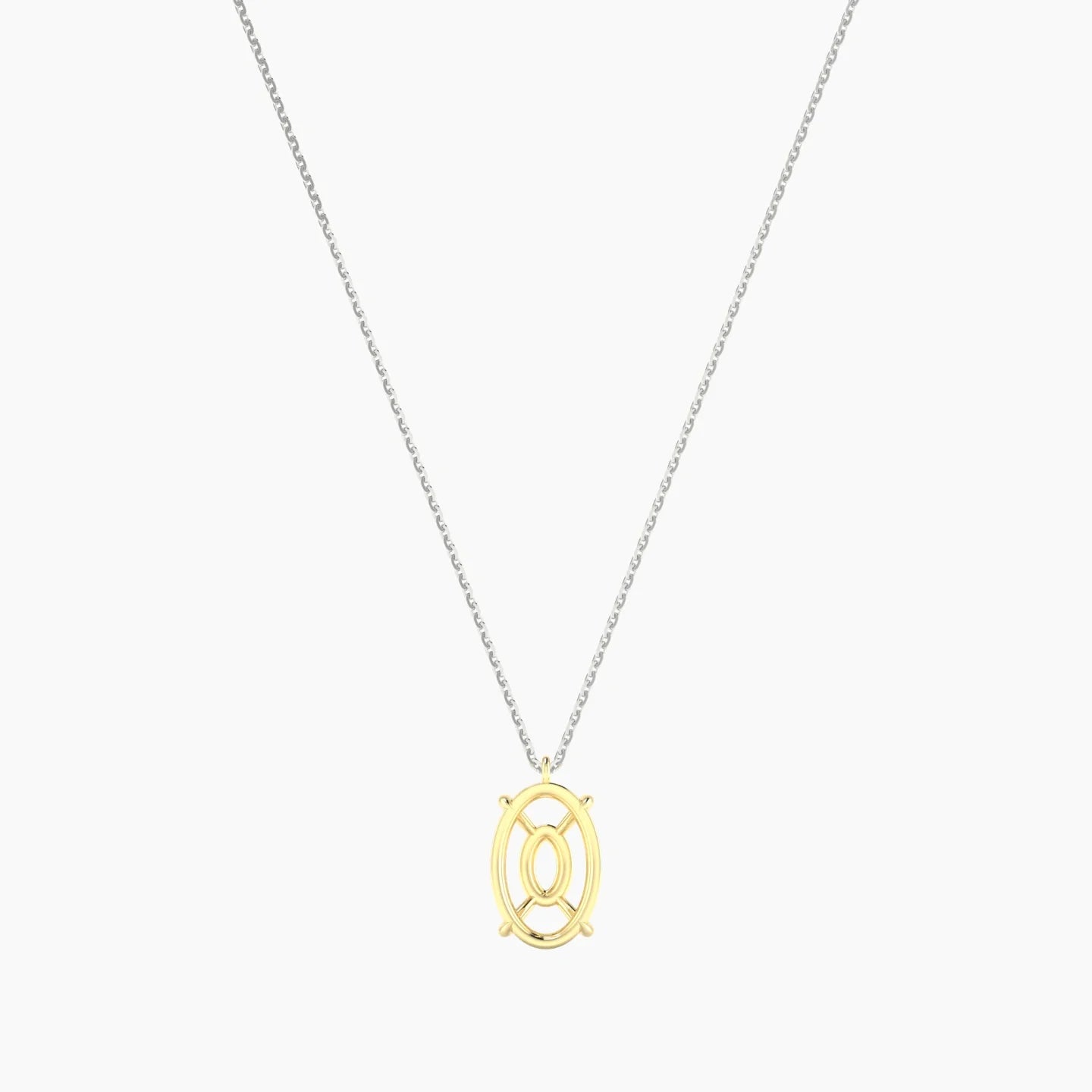 Hanging Solitaire | 18k White & Yellow Gold 3-4.99 ct Oval Cut Pendant Setting