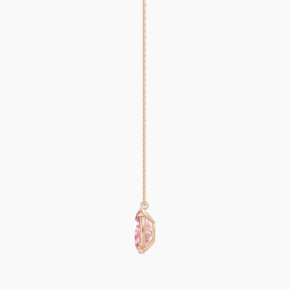 Hanging Solitaire | 18k Rose Gold 3 ct Pink Lab Diamond Oval Pendant