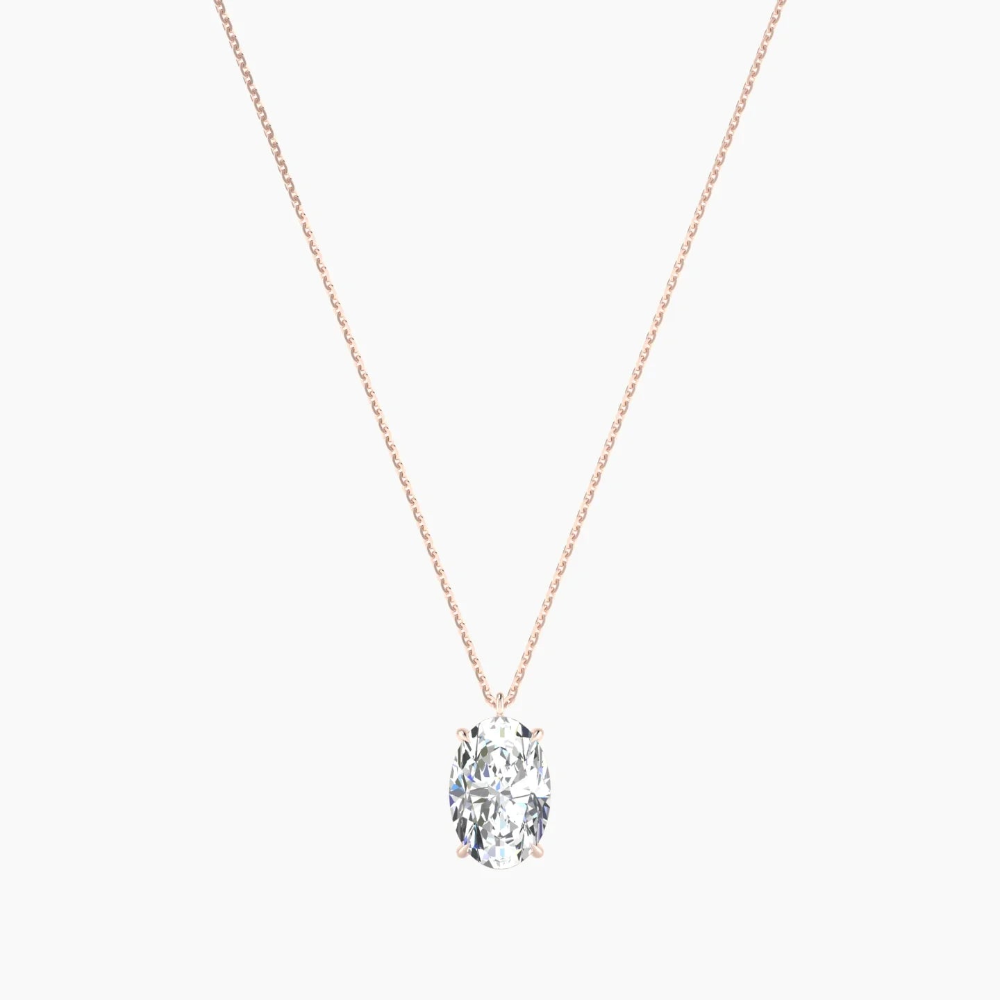 Hanging Solitaire | 18k Rose Gold 3 ct Lab Diamond Oval Cut Pendant
