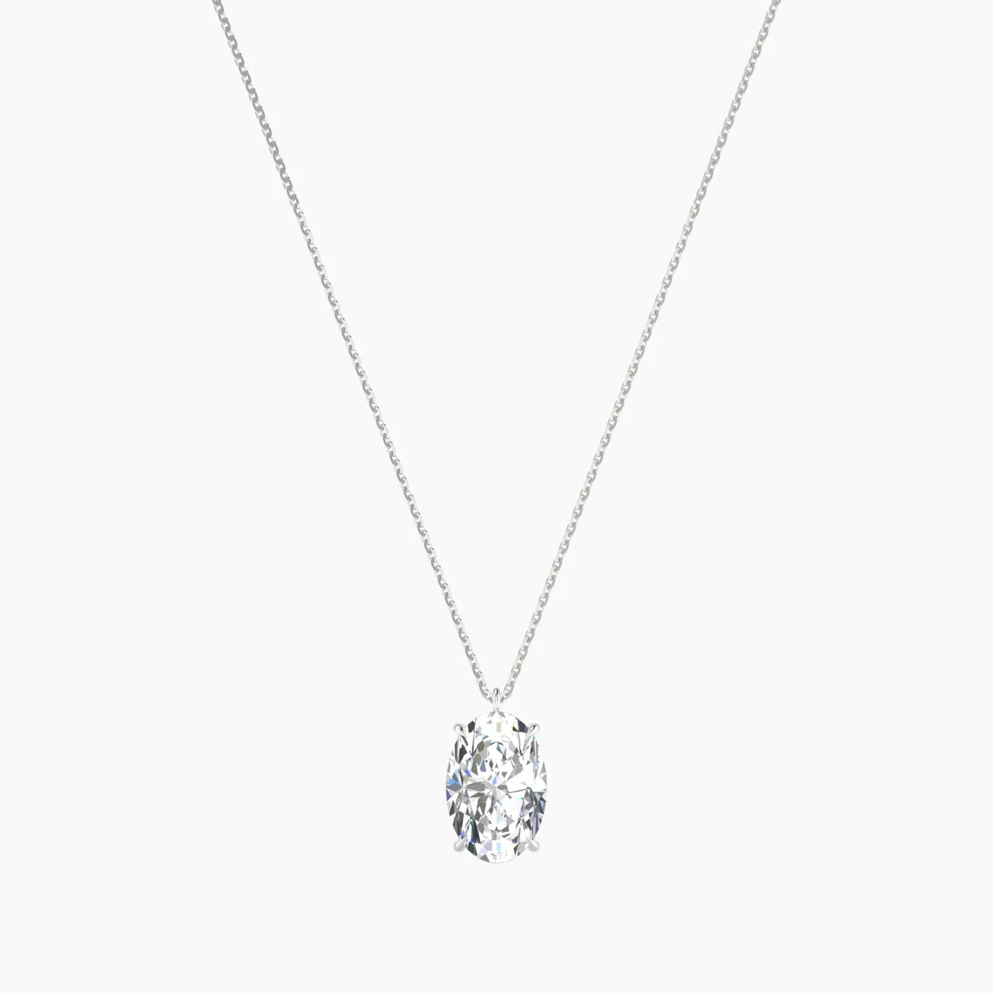 Hanging Solitaire | 18k White Gold 3 ct Lab Diamond Oval Cut Pendant