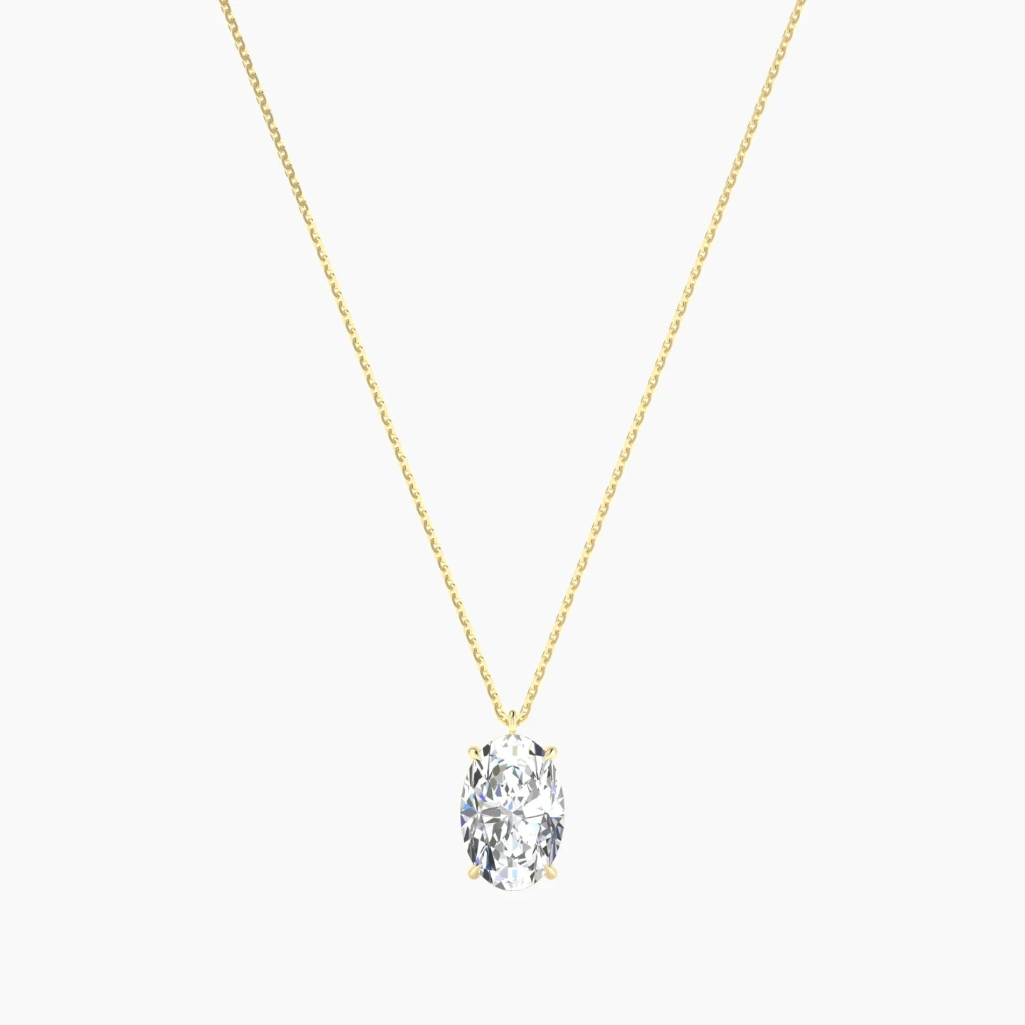 Hanging Solitaire | 18k Yellow Gold 3 ct Lab Diamond Oval Cut Pendant