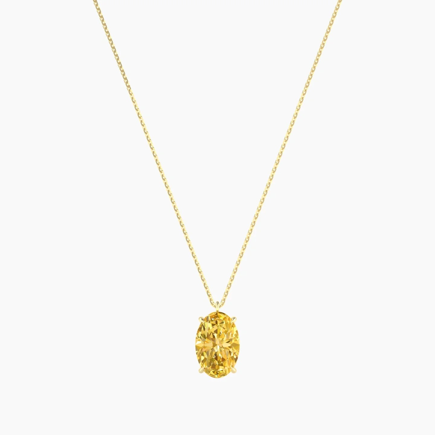 Hanging Solitaire | 18k Yellow Gold 3 ct Yellow Lab Diamond Oval Cut Pendant