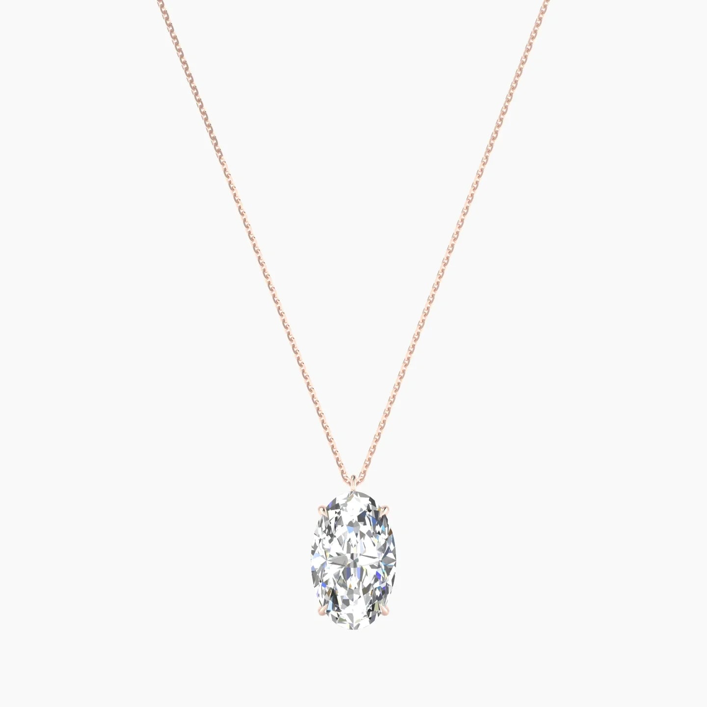 Hanging Solitaire | 18k Rose Gold 5 ct Lab Diamond Oval Cut Pendant